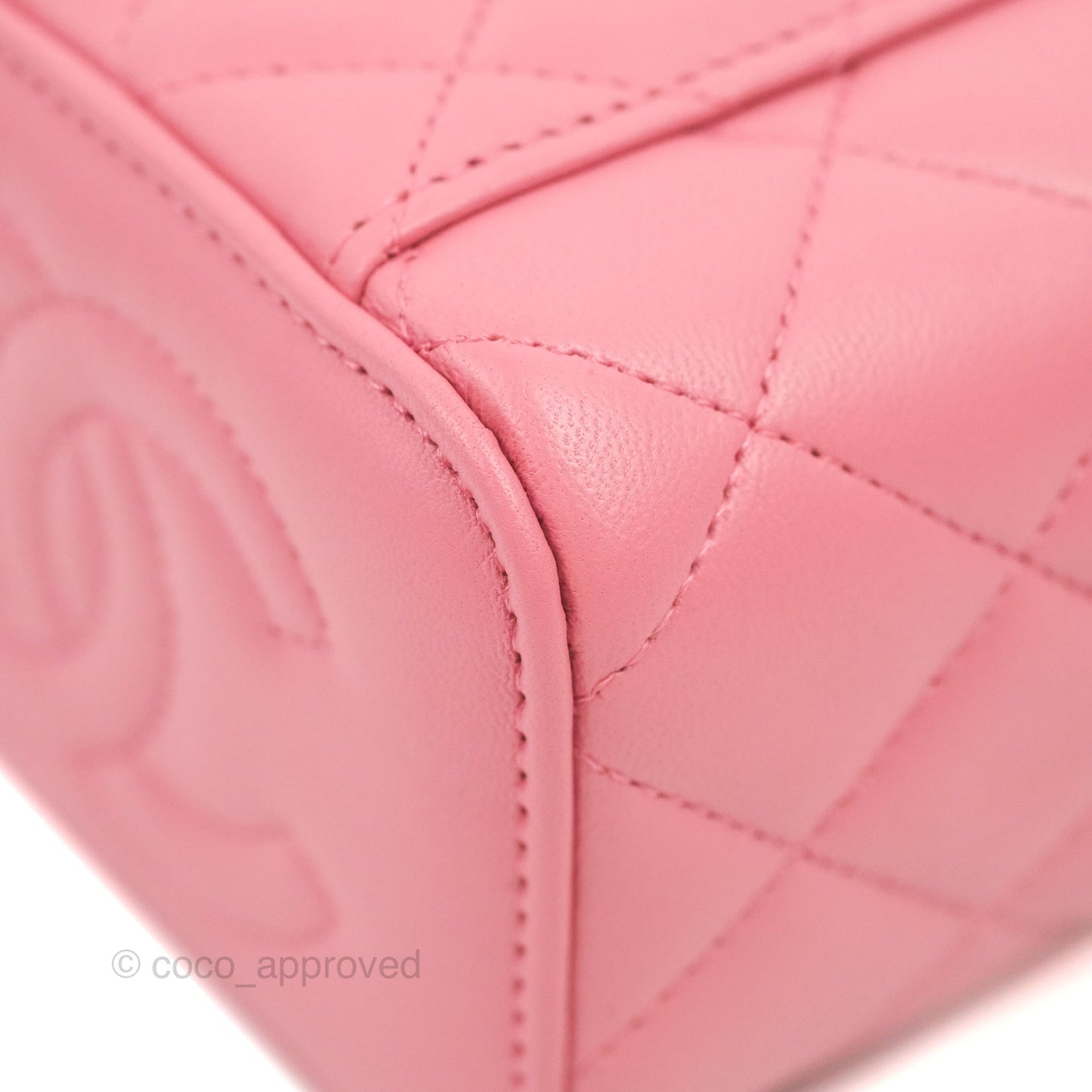 Chanel Mini Top Handle Vanity With Chain Pink Lambskin Gold Hardware
