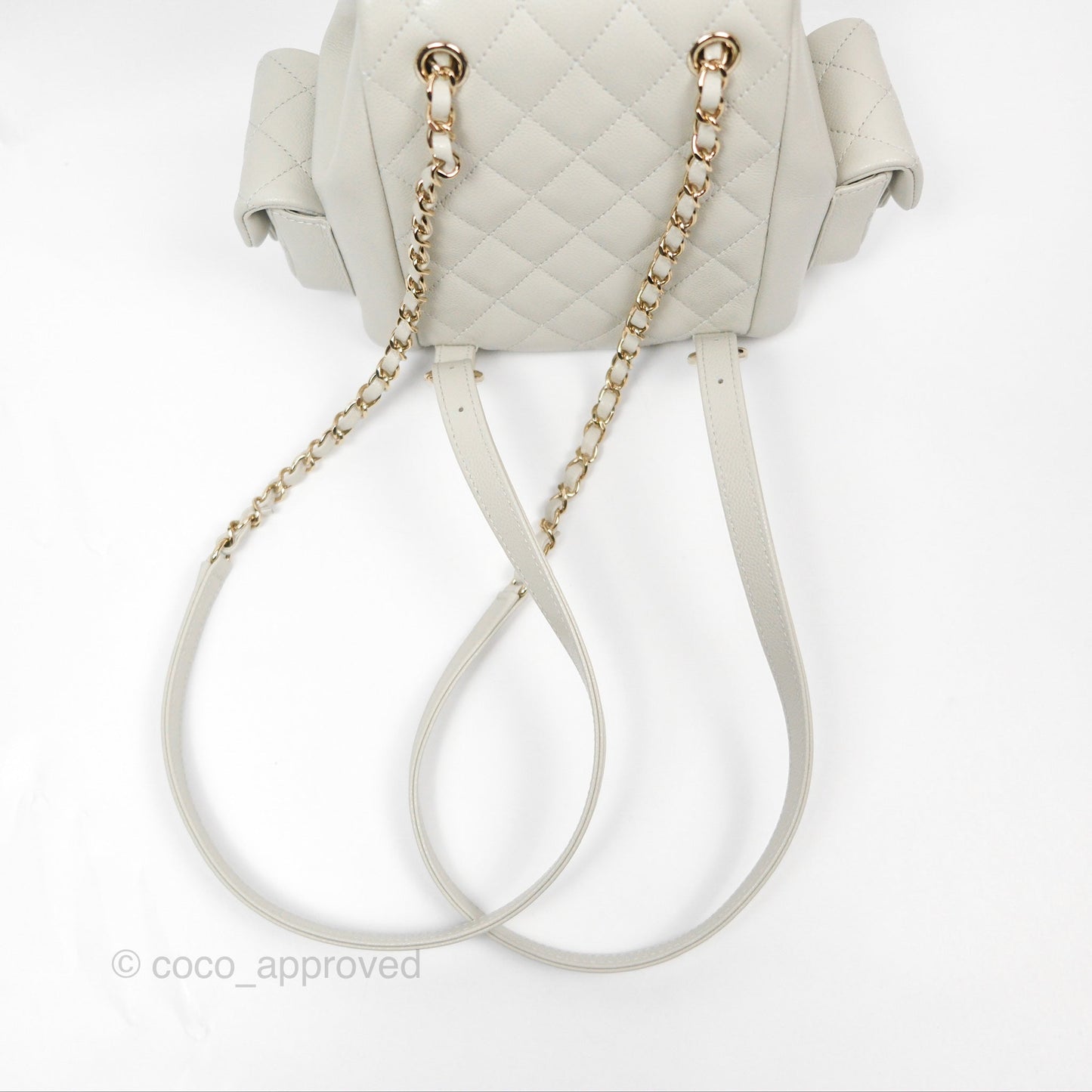 Chanel Small Duma Backpack Caviar Pale Grey Gold Hardware 23K