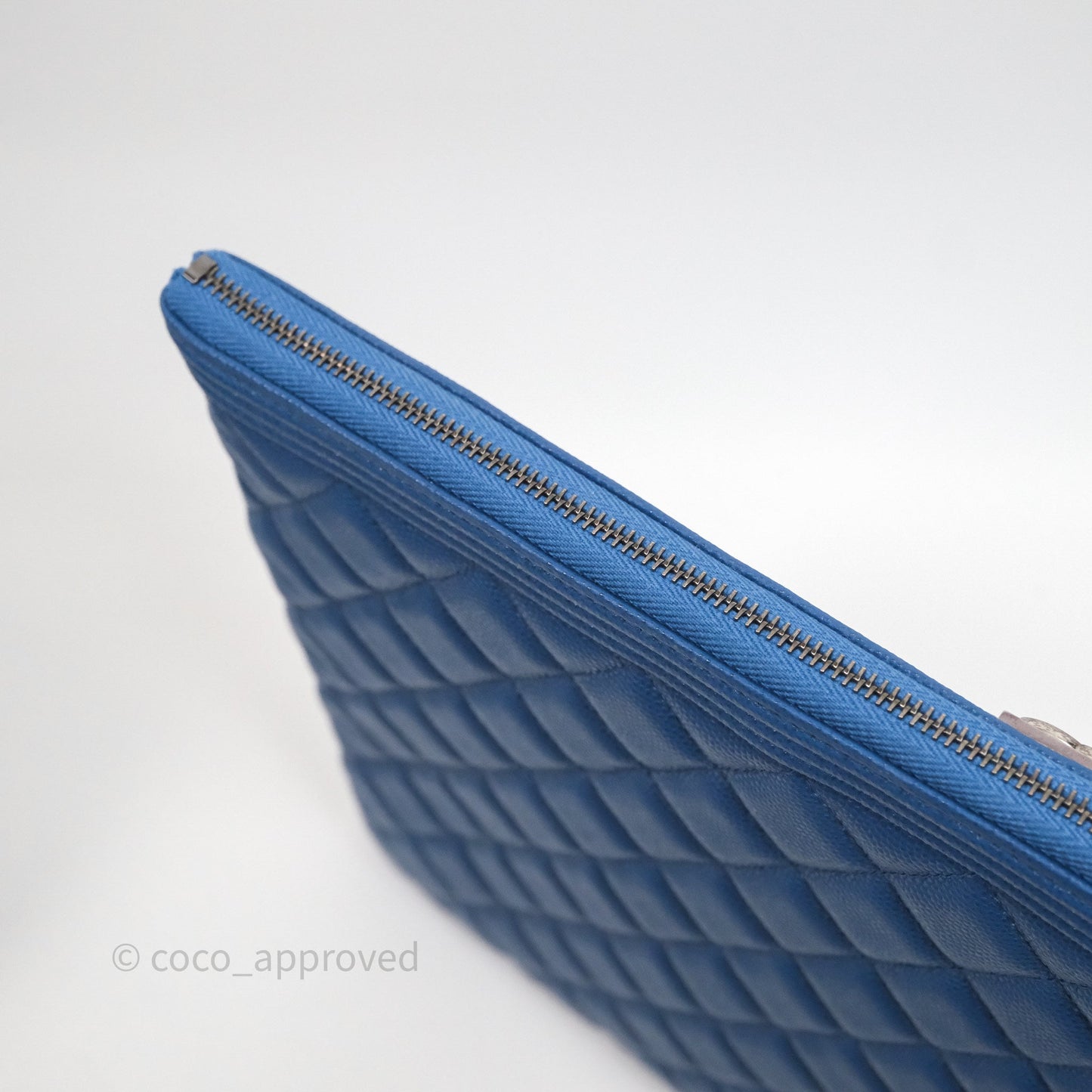 Chanel Large O Case Boy Blue Caviar Ruthenium Hardware