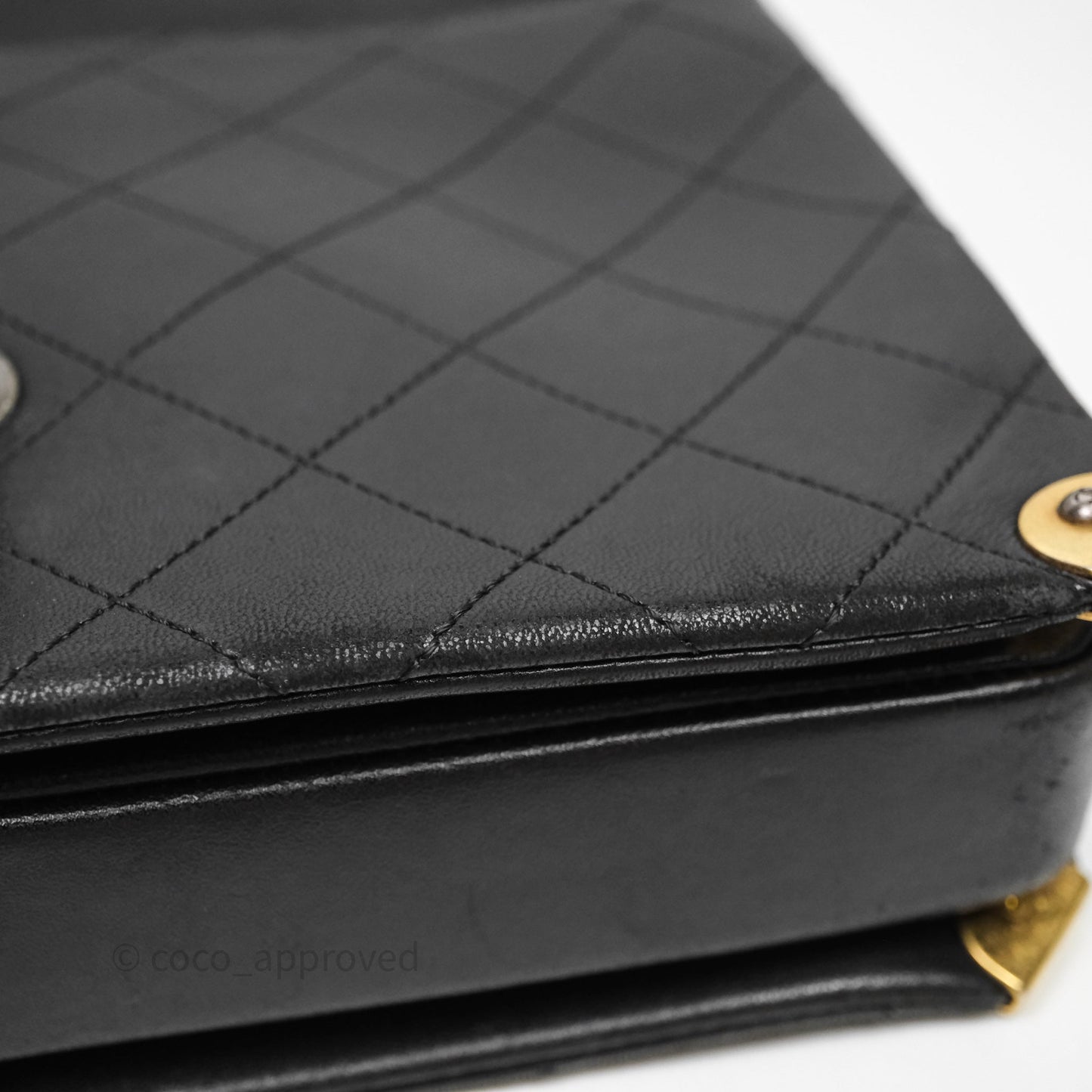 Chanel Quilted Flap Bag Black Calfskin Aged Gold Hardware