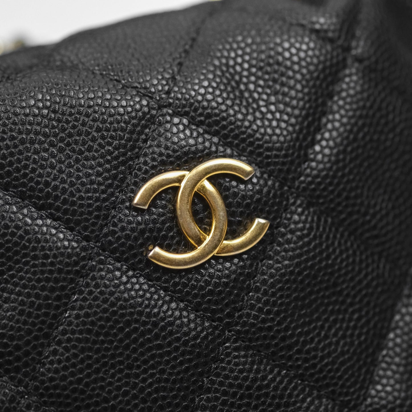 Chanel Bow Hobo Pouch Black Caviar Gold Hardware 24S