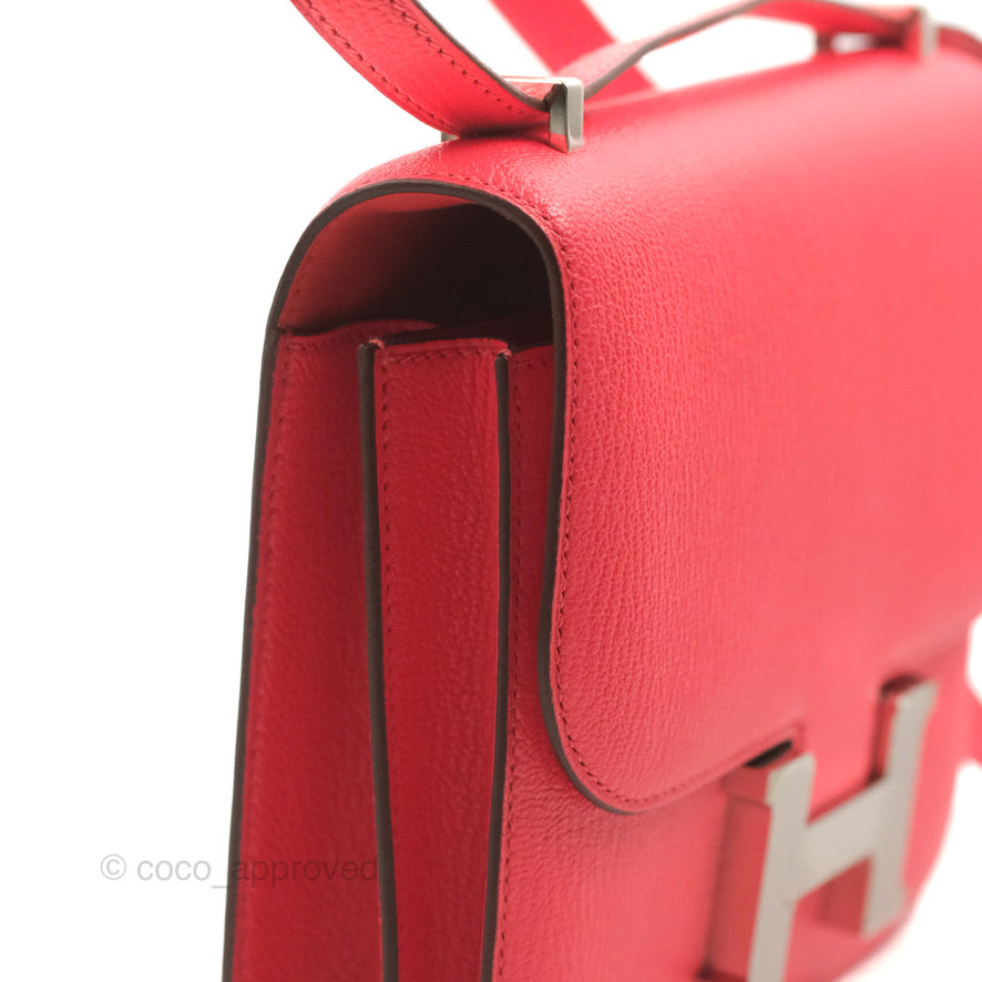 Hermès Constance Mini 18cm Rose Texas Chevre Mysore Palladium Hardware