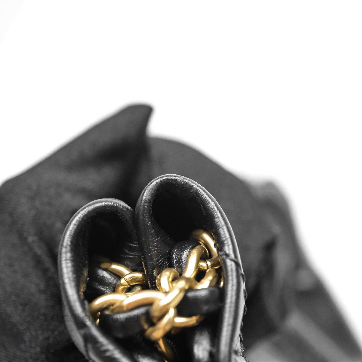 Chanel 22 Mini Bag Black Crumpled Calfskin Aged Gold Hardware