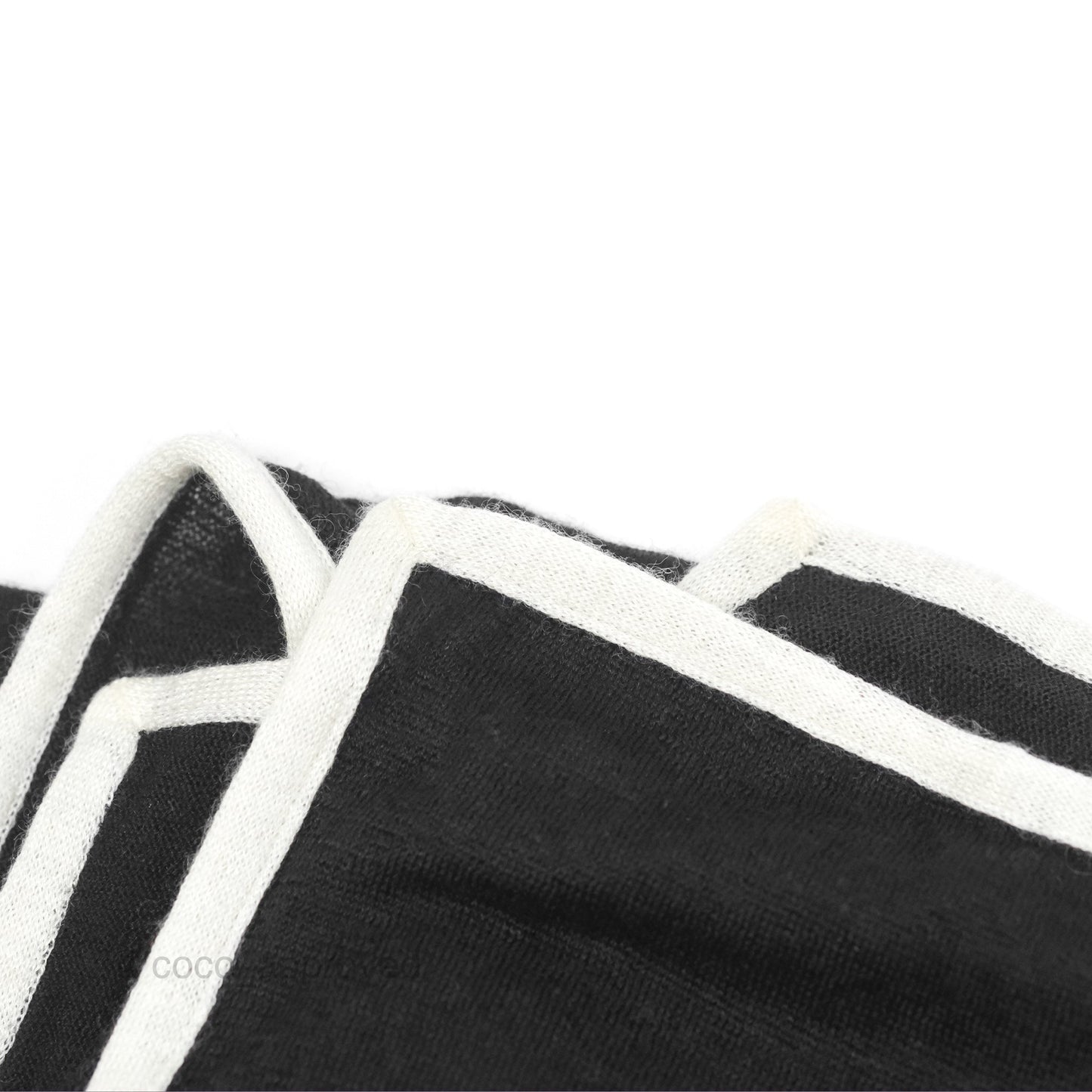 Chanel CC Black White Cashmere Silk Scarf