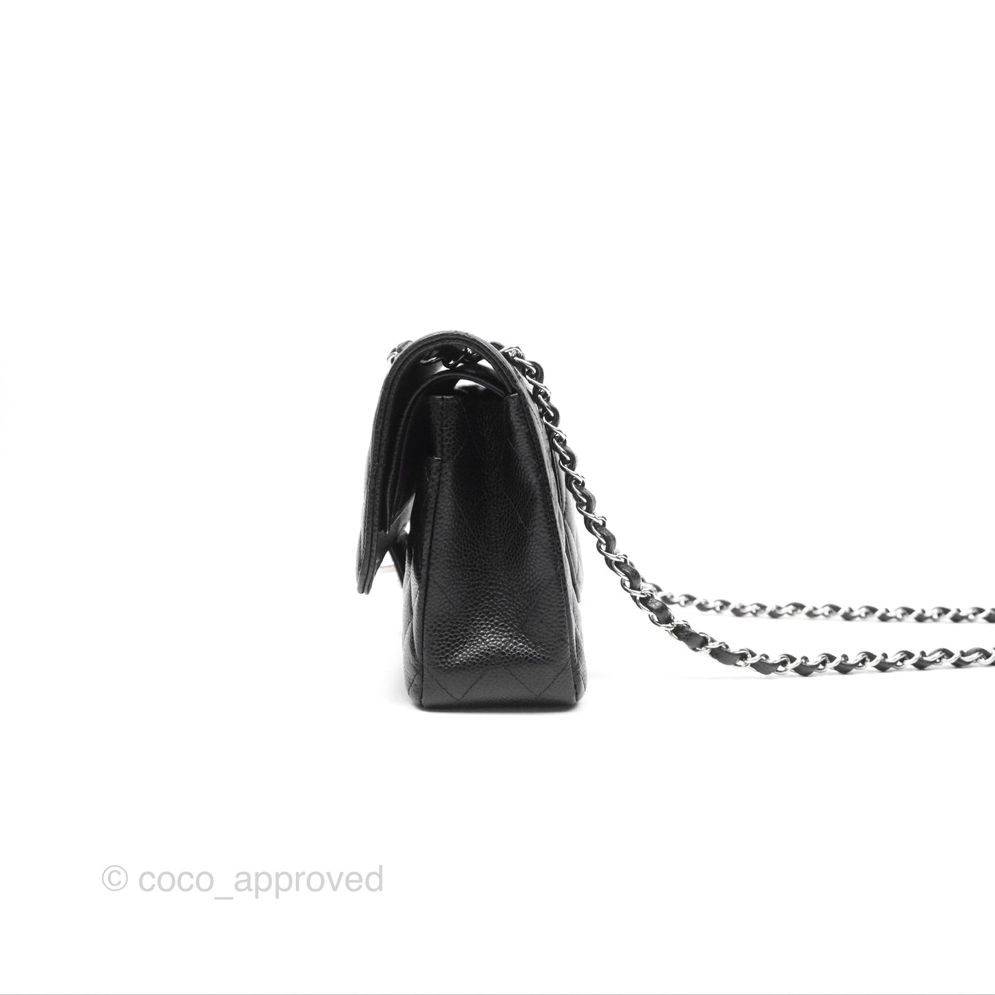 Chanel Classic M/L Medium Flap Quilted Black Caviar Silver Hardware