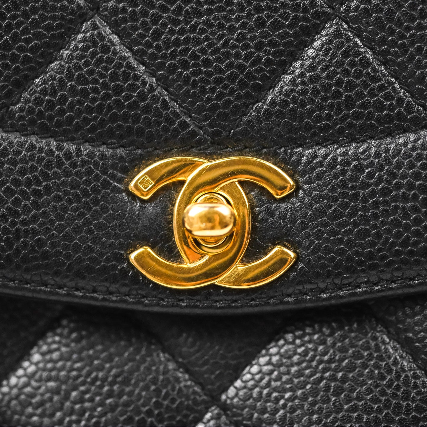 Chanel Shoulder Vintage Black Caviar 24K Gold Hardware
