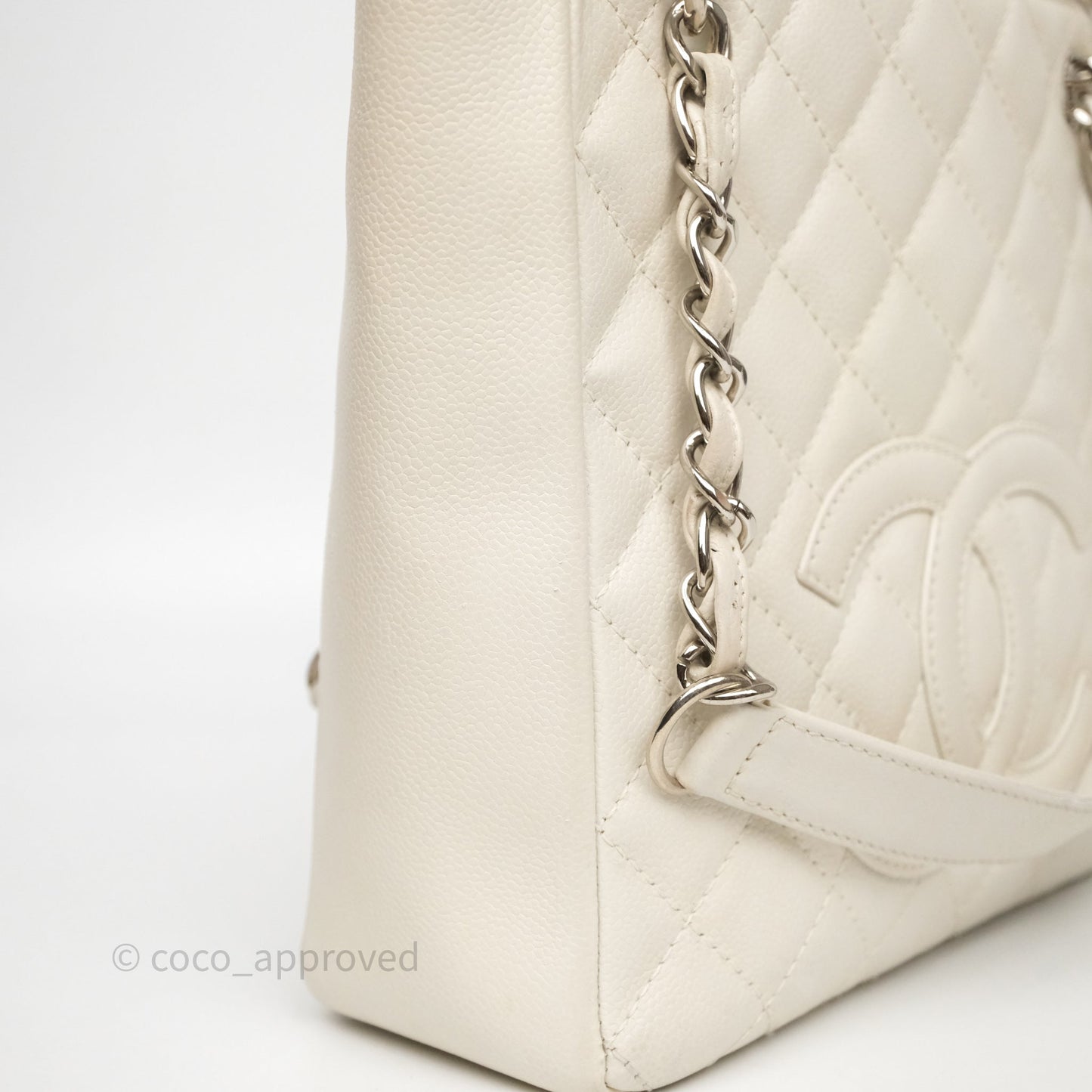 Chanel Vertical GST White Caviar Silver Hardware