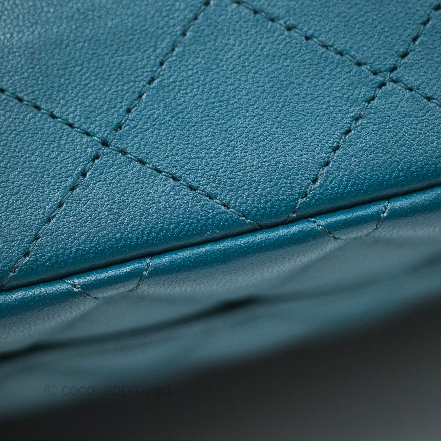Chanel Classic M/L Medium Flap Quilted Teal Lambskin Silver Hardware