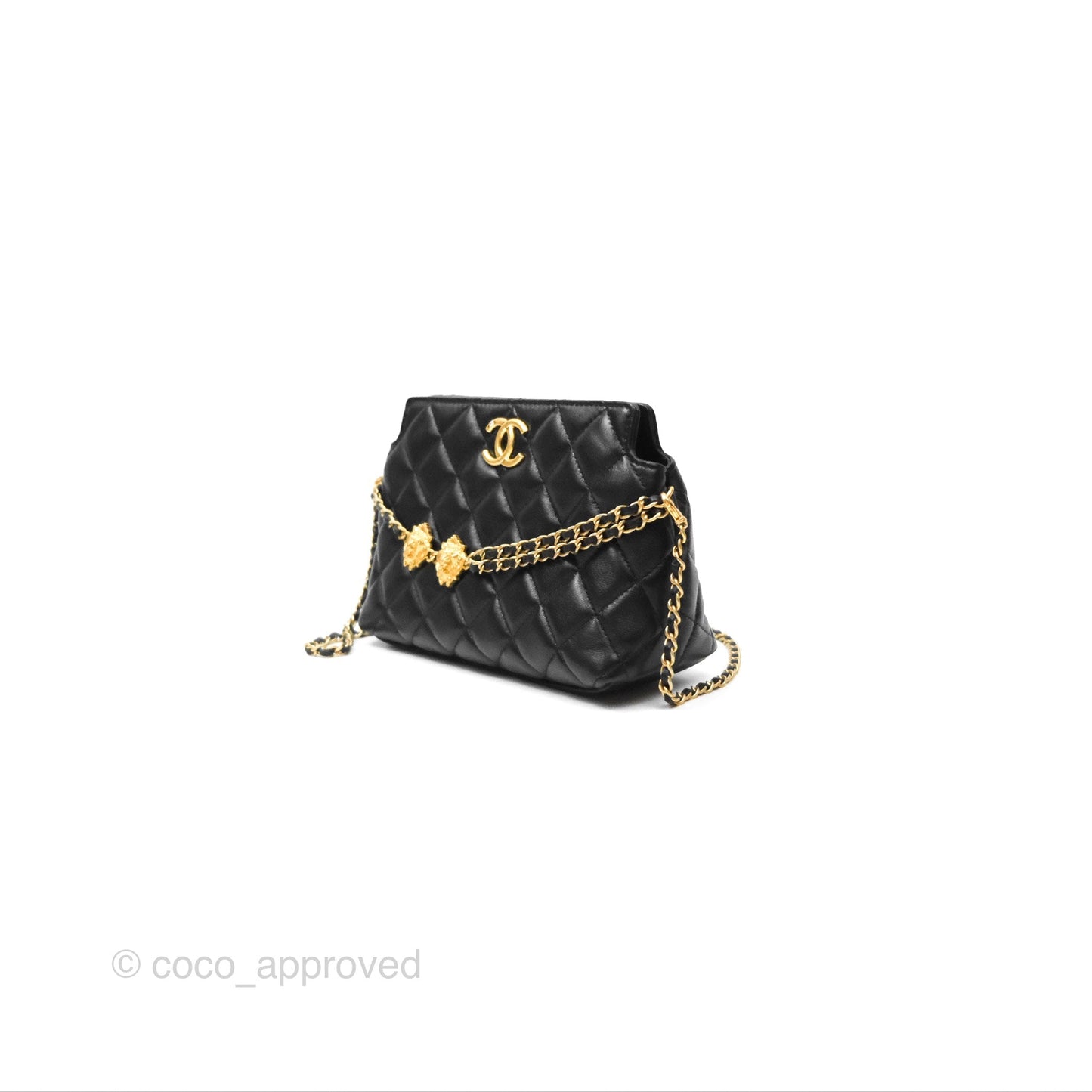 Chanel Clutch With Chain Black Lambskin Gold Hardware 23A