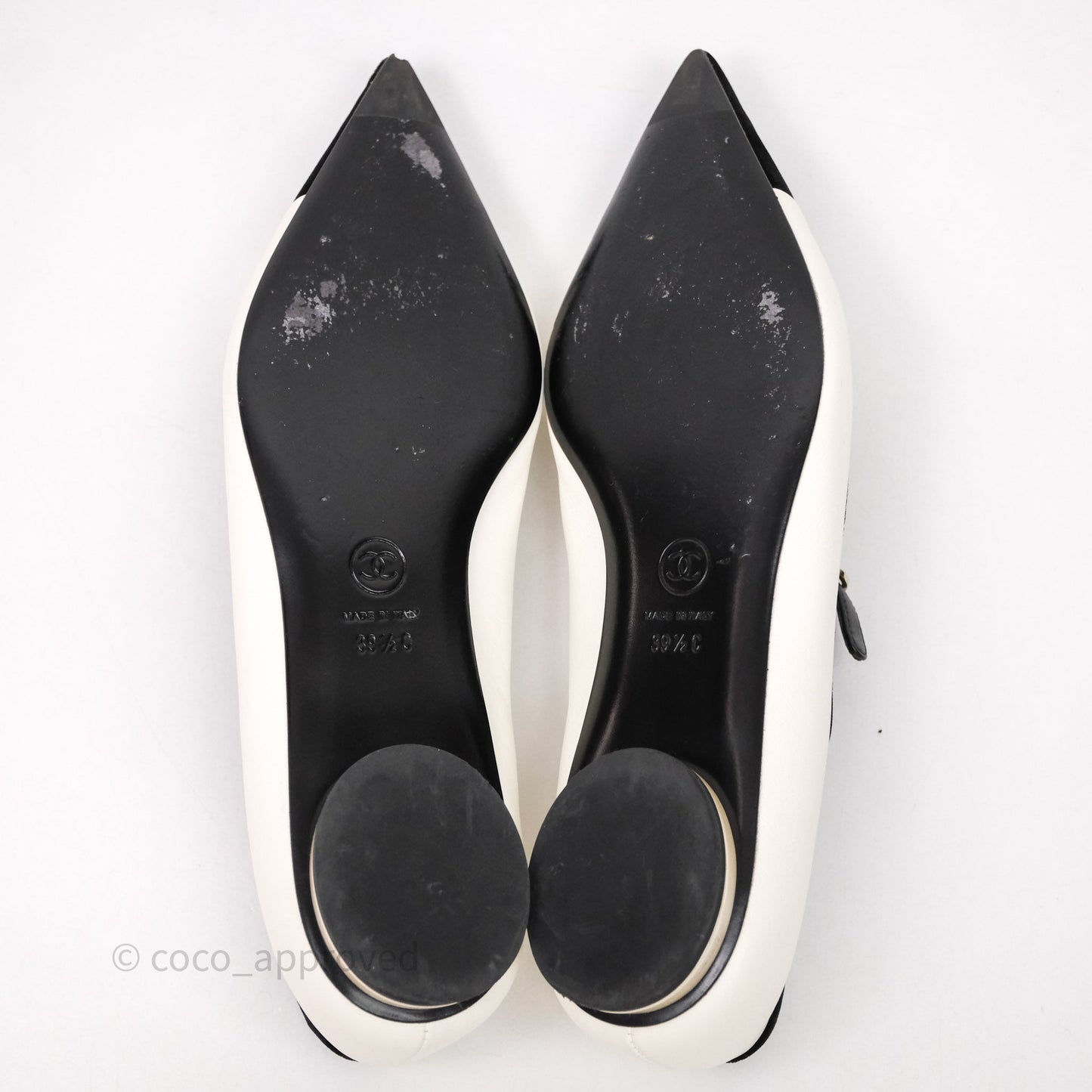 Chanel Mary Janes Flats White/Black Size 39.5