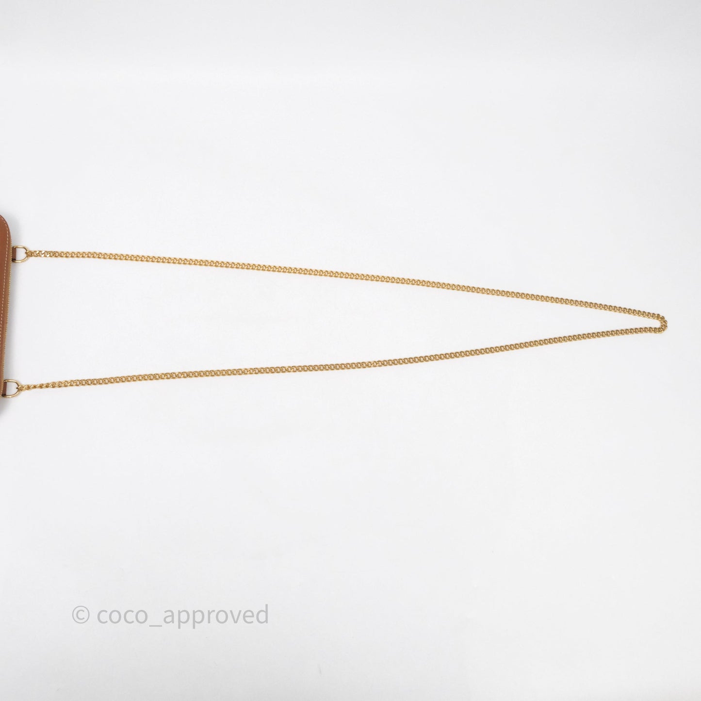 Celine Clutch With Chain Triomphe Canvas Lambskin White/Tan