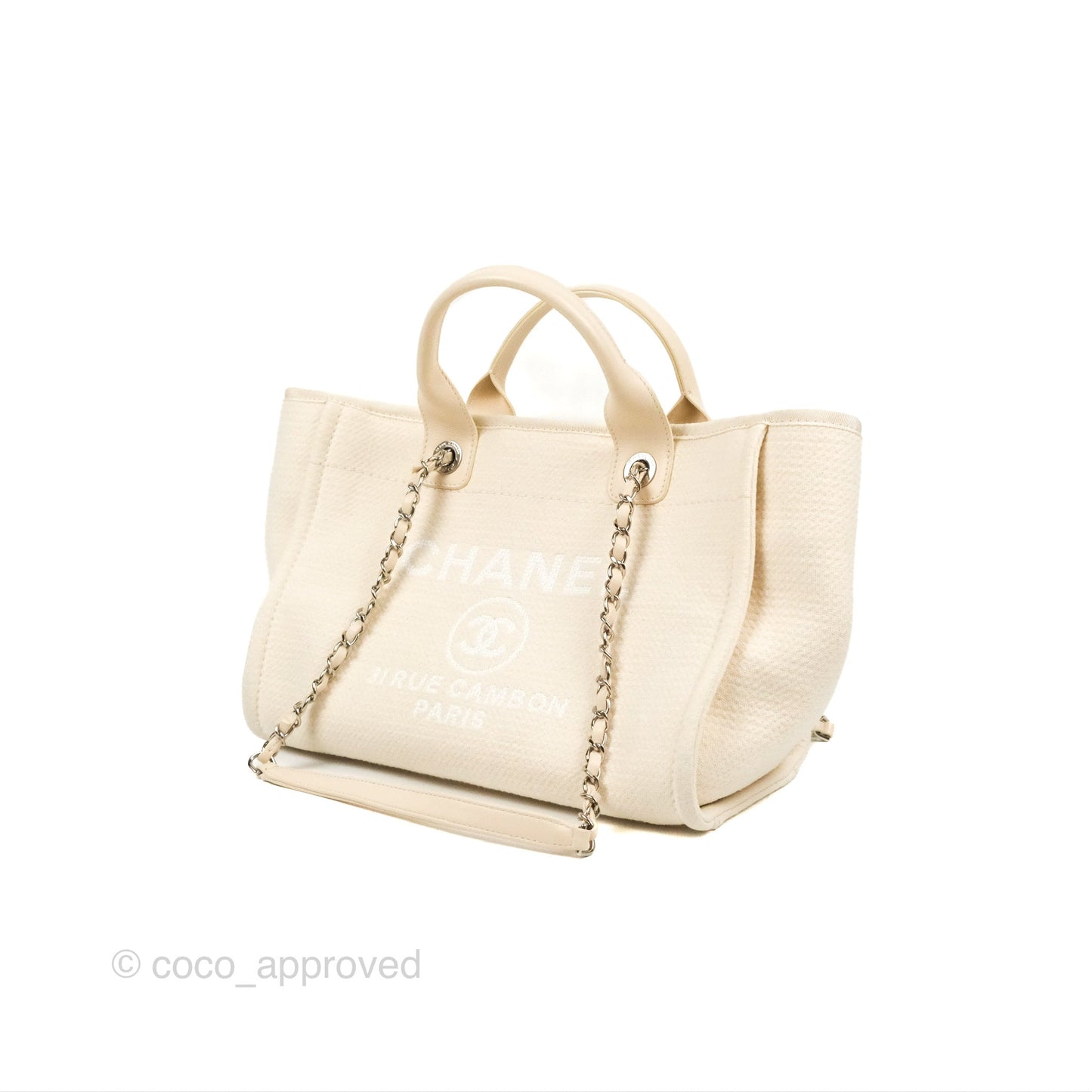 Chanel New Small Deauville Cream Ivory Canvas