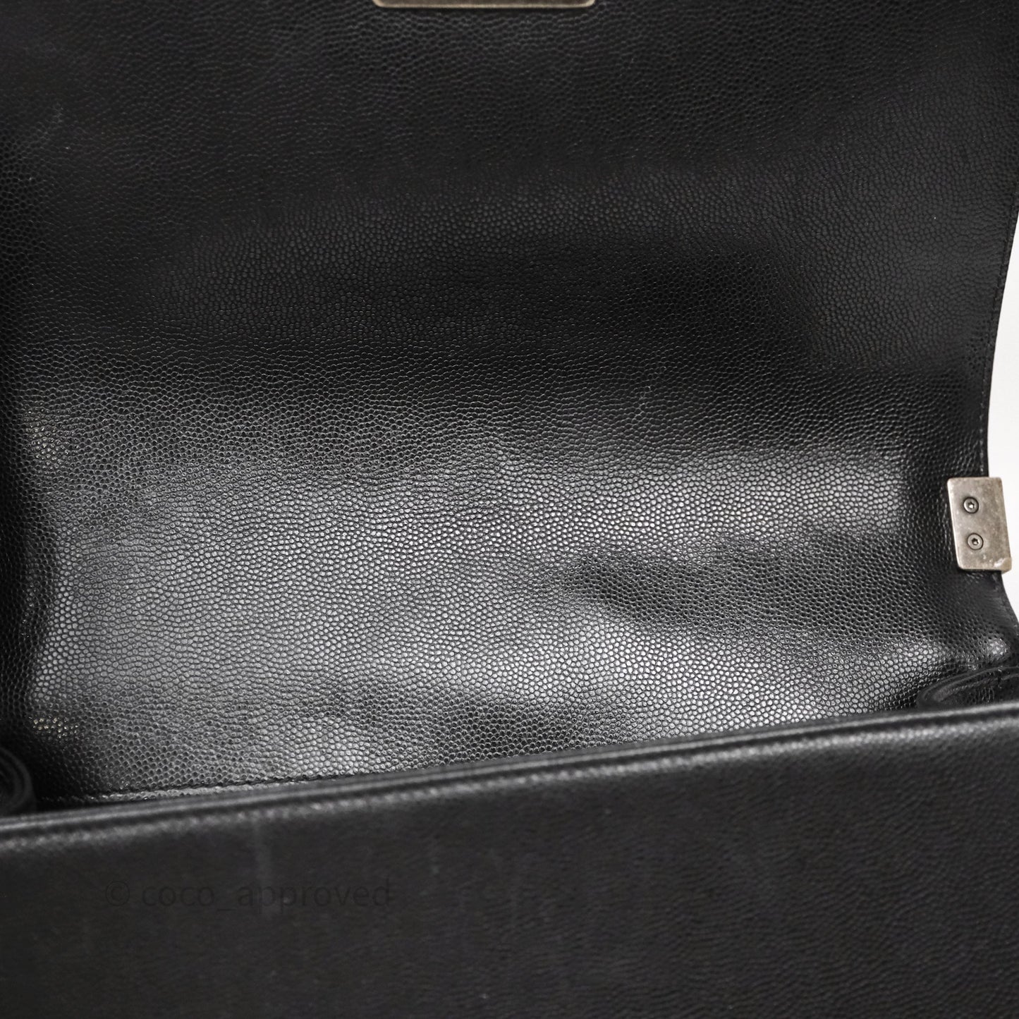 Chanel Medium Boy Chevron Black Caviar Ruthenium Hardware