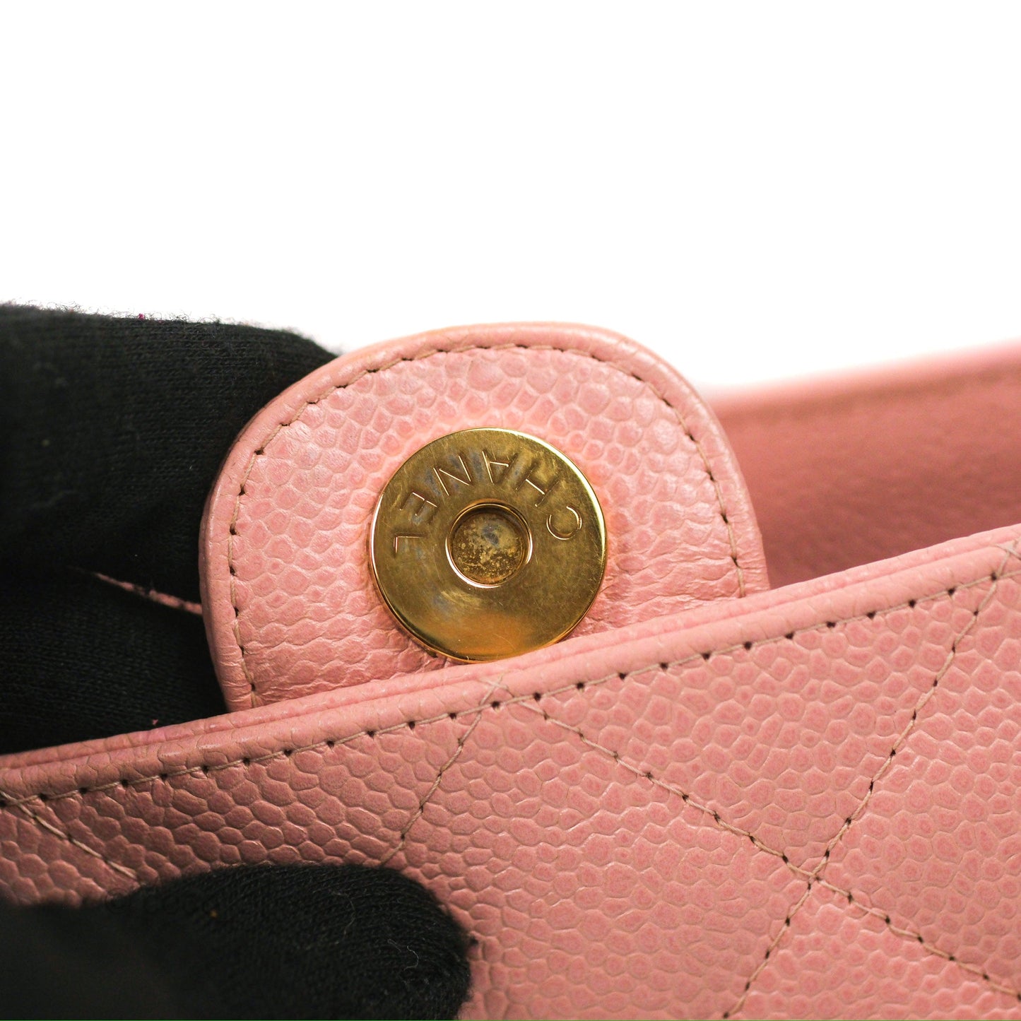 Chanel Quilted Petit Shopping Tote PST Sakura Pink Caviar Gold Hardware