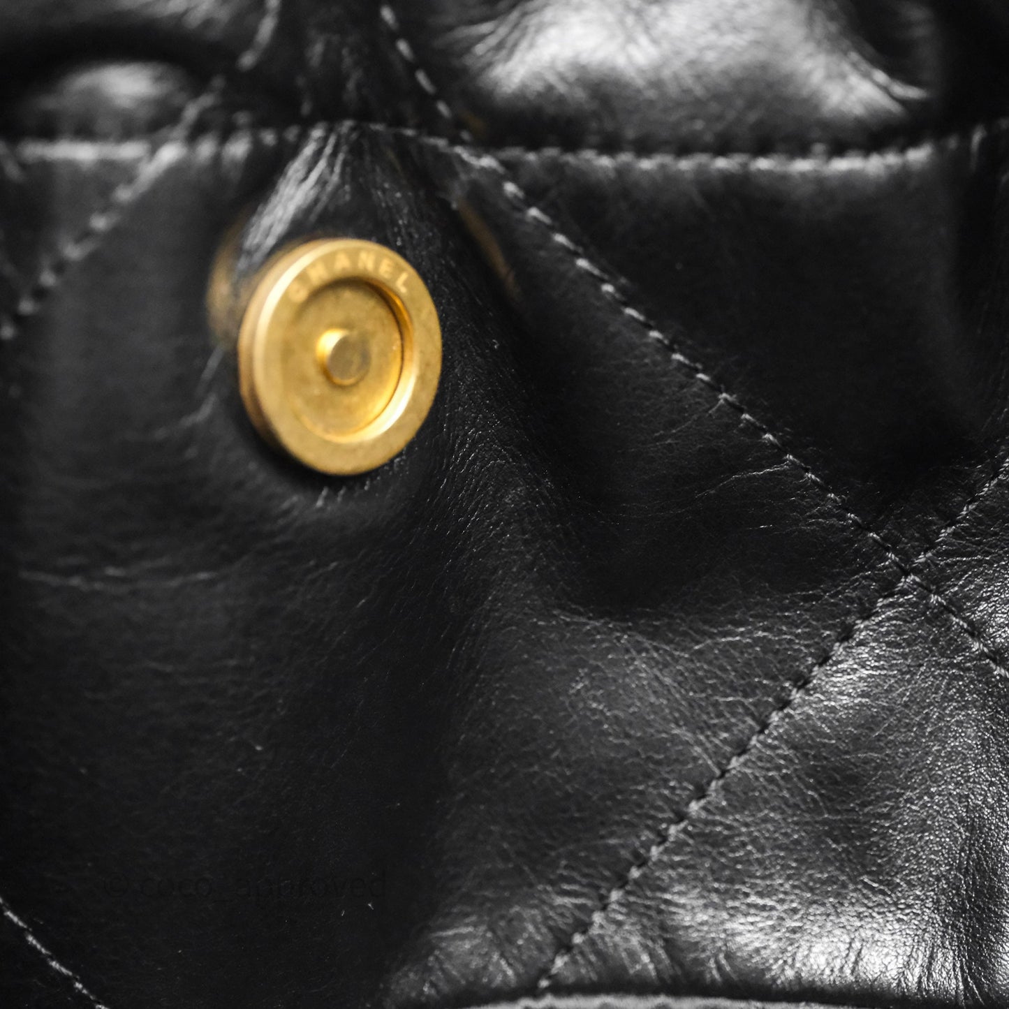 Chanel 22 Small Black Calfskin Aged Gold Hardware
