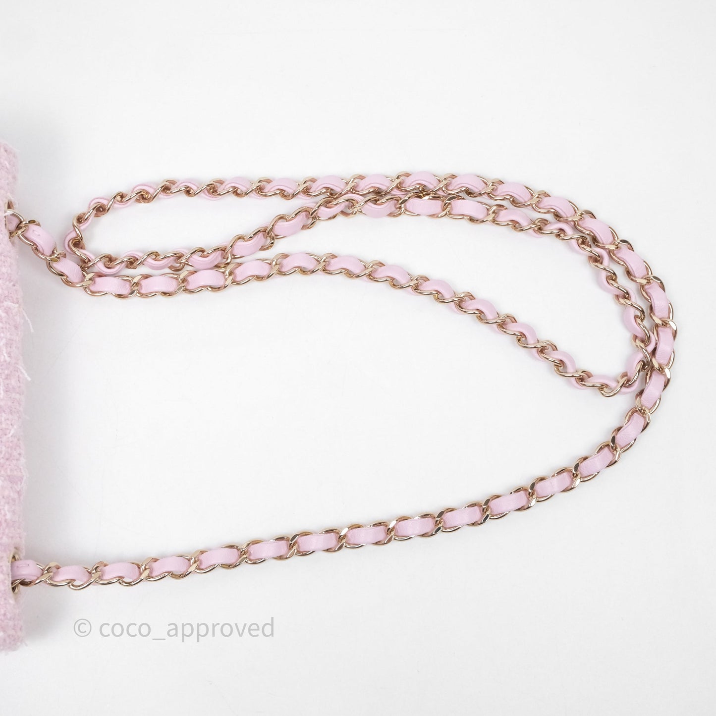 Chanel Classic Mini Rectangular Flap Pink Tweed Gold Hardware