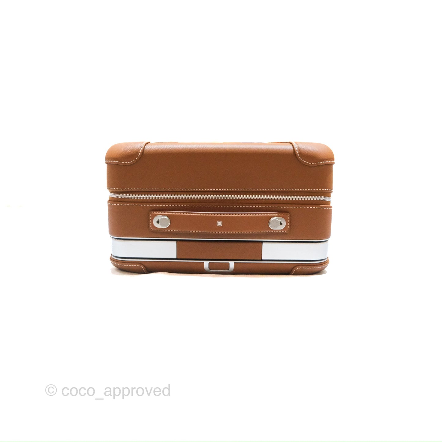 Hermès R.M.S Cabin 55 Suitcase in Ecru-Beige/ Fauve/ Orange Canvas Gold Clemence Palladium Hardware