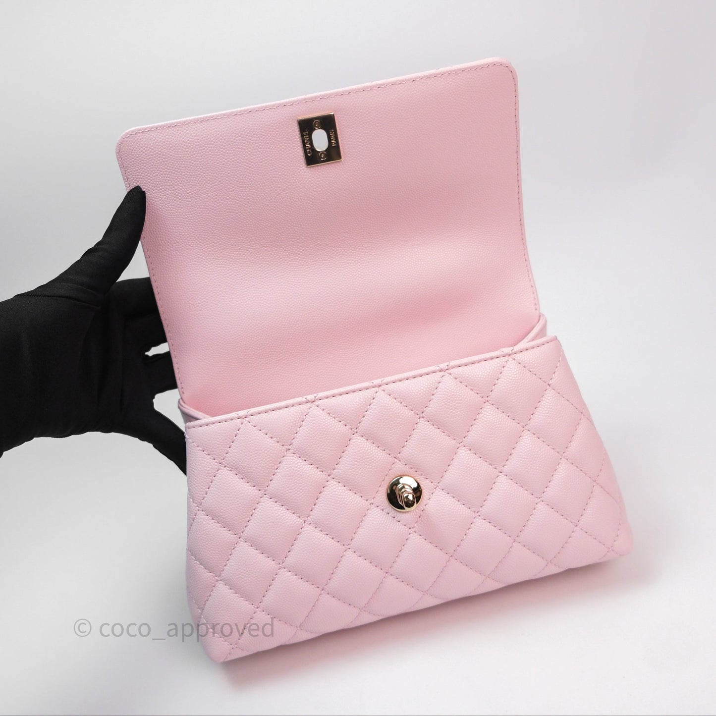 Chanel Small Coco Handle Light Pink Caviar Gold Hardware