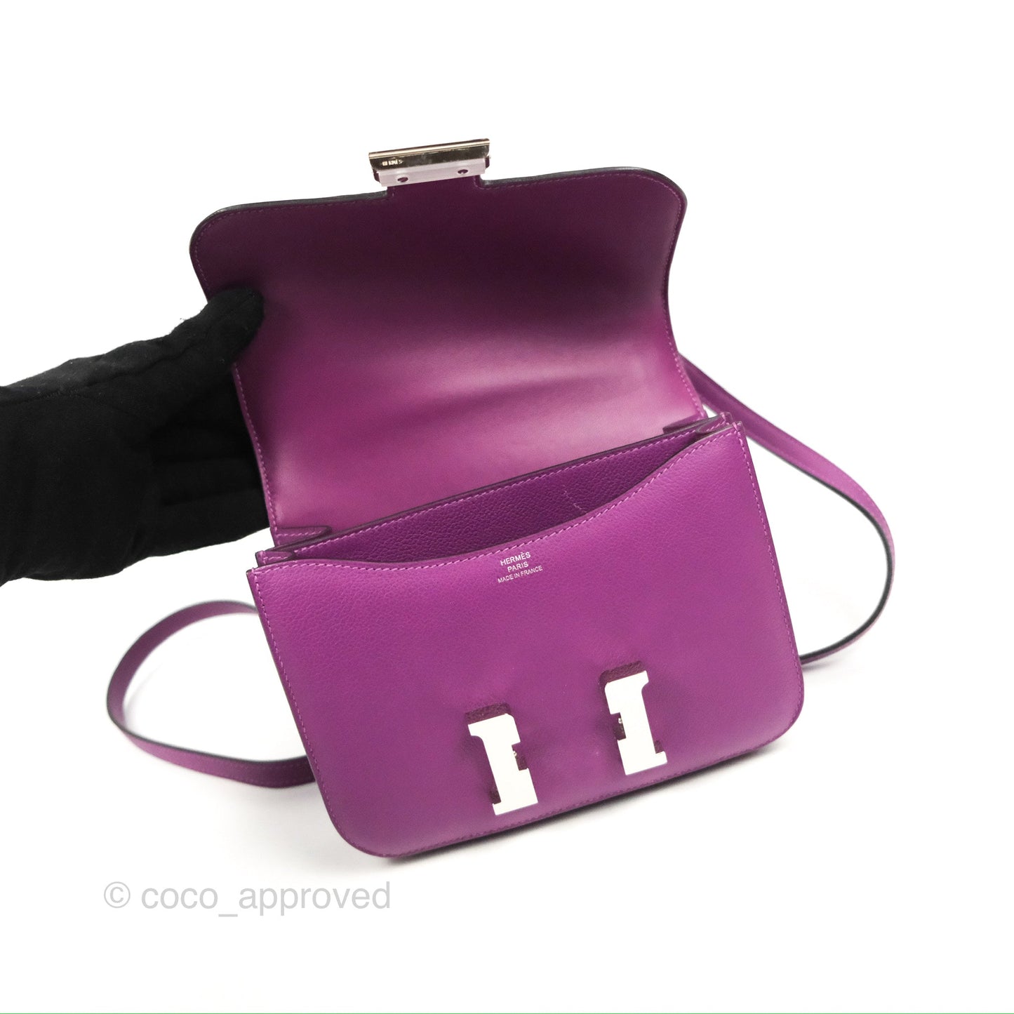Hermès Constance Mini 18cm Anemone Evercolor Palladium Hardware
