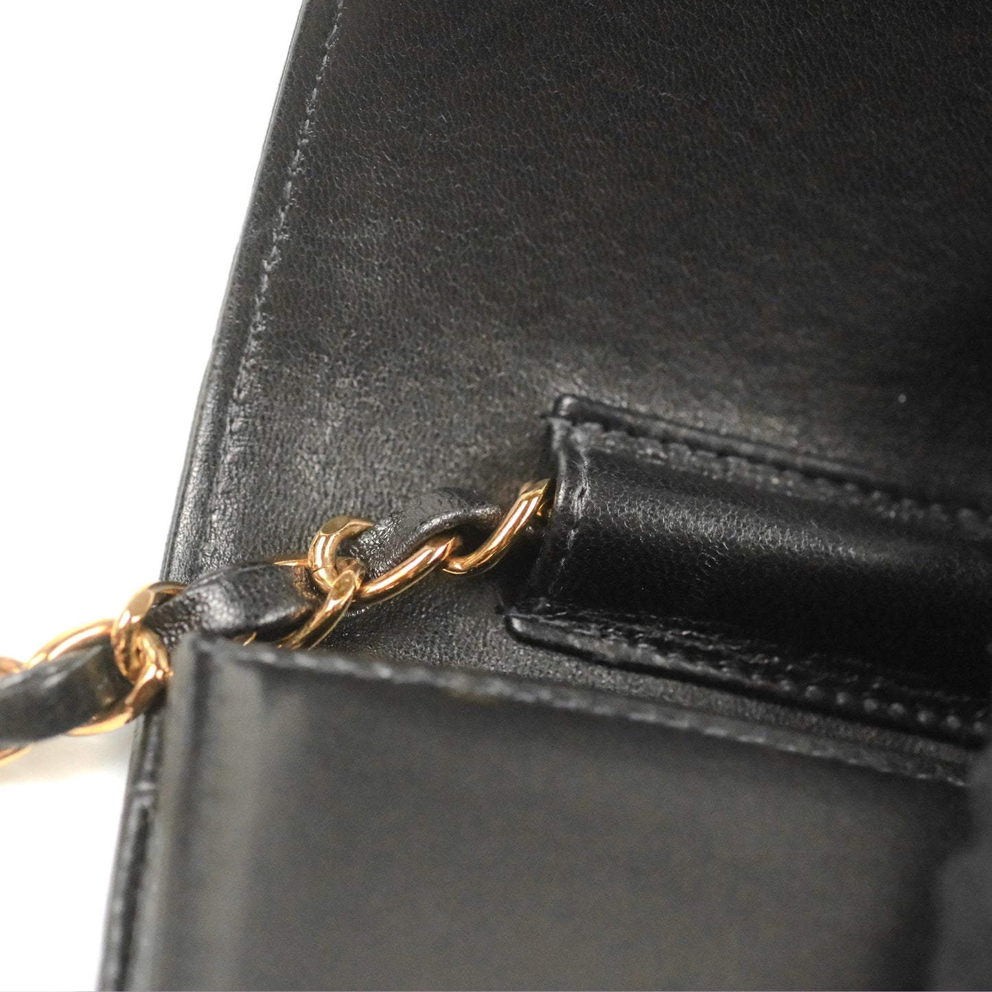 Chanel Vintage Full Flap Quilted Shoulder Bag Black Lambskin 24K Gold Hardware