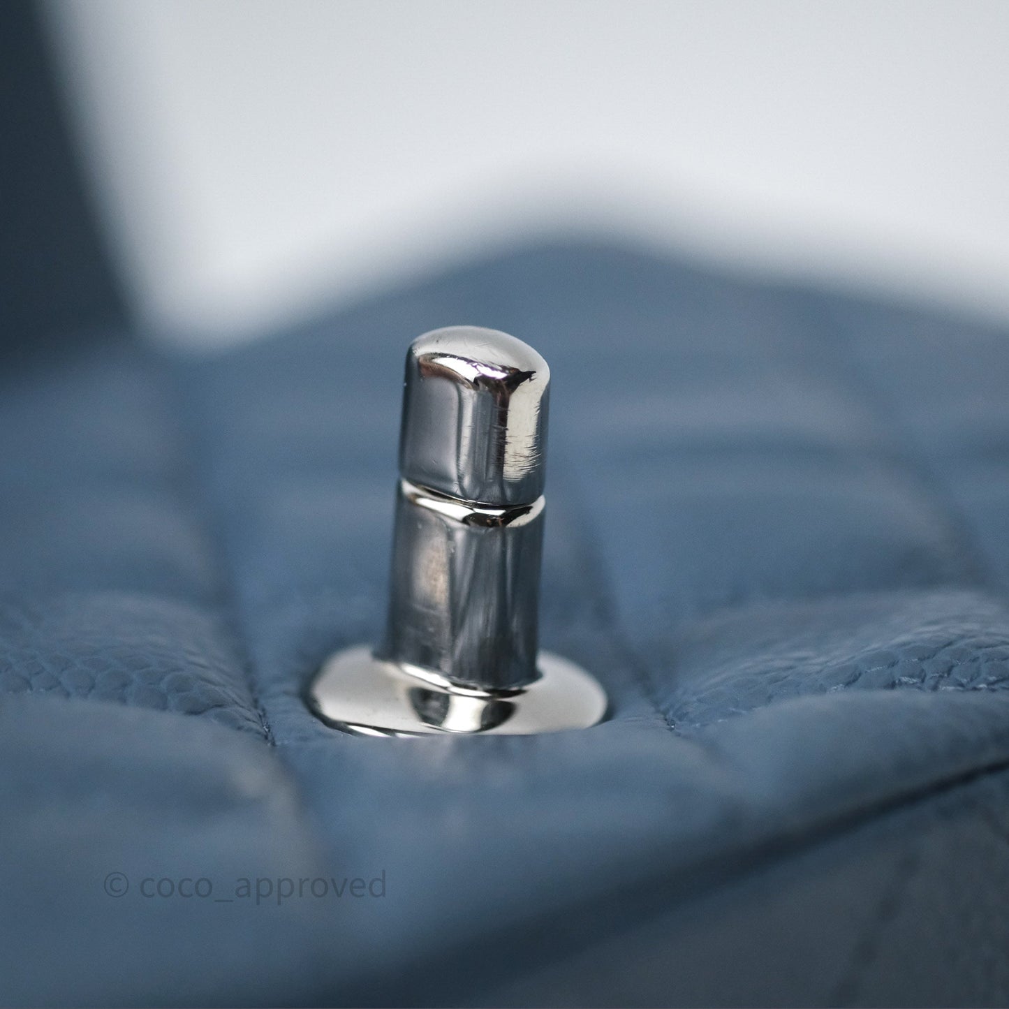 Chanel Quilted Mini Rectangular Blue Caviar Silver Hardware
