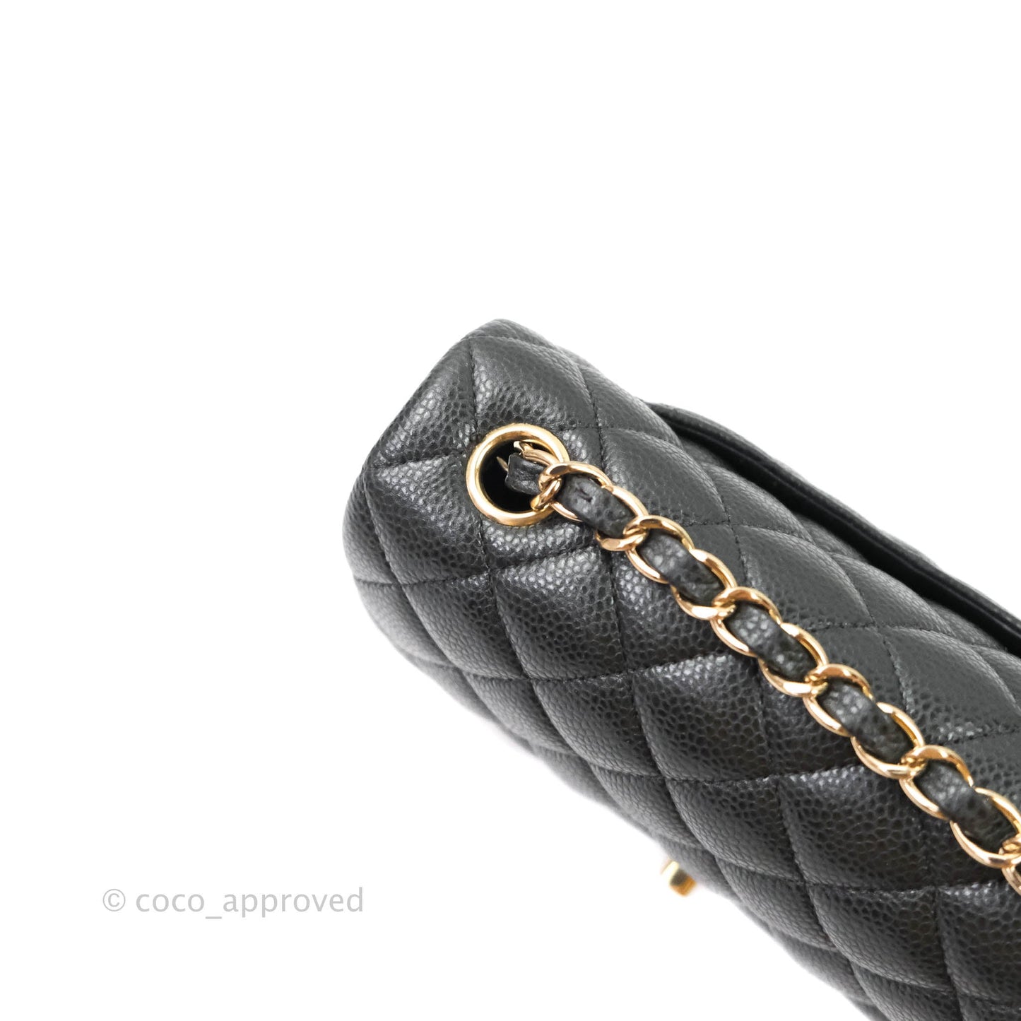 Chanel Classic Quilted Mini Rectangular Flap Pearly Grey Caviar Gold Hardware