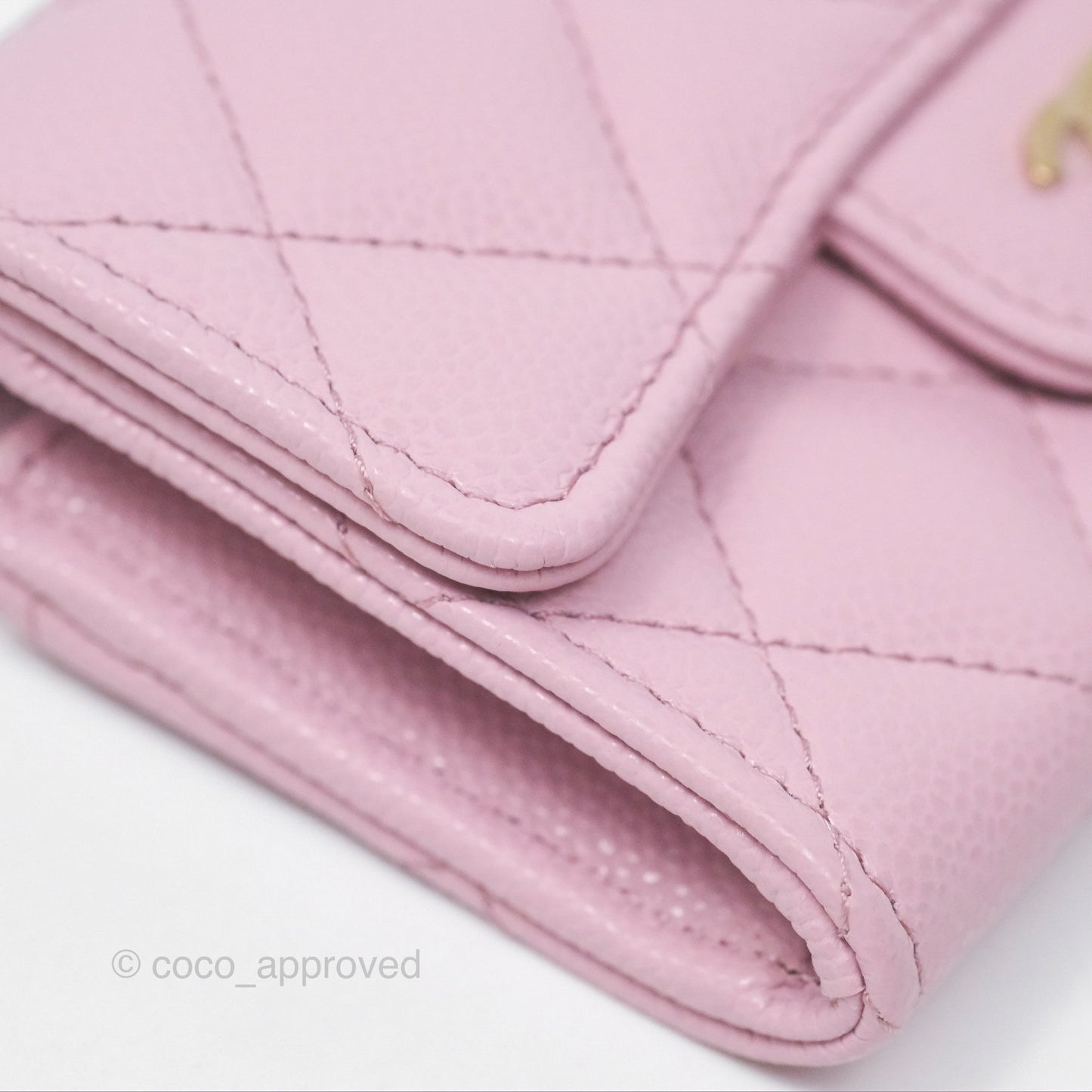 Chanel Quilted Flap Card Holder Caviar Pink Gold Hardware