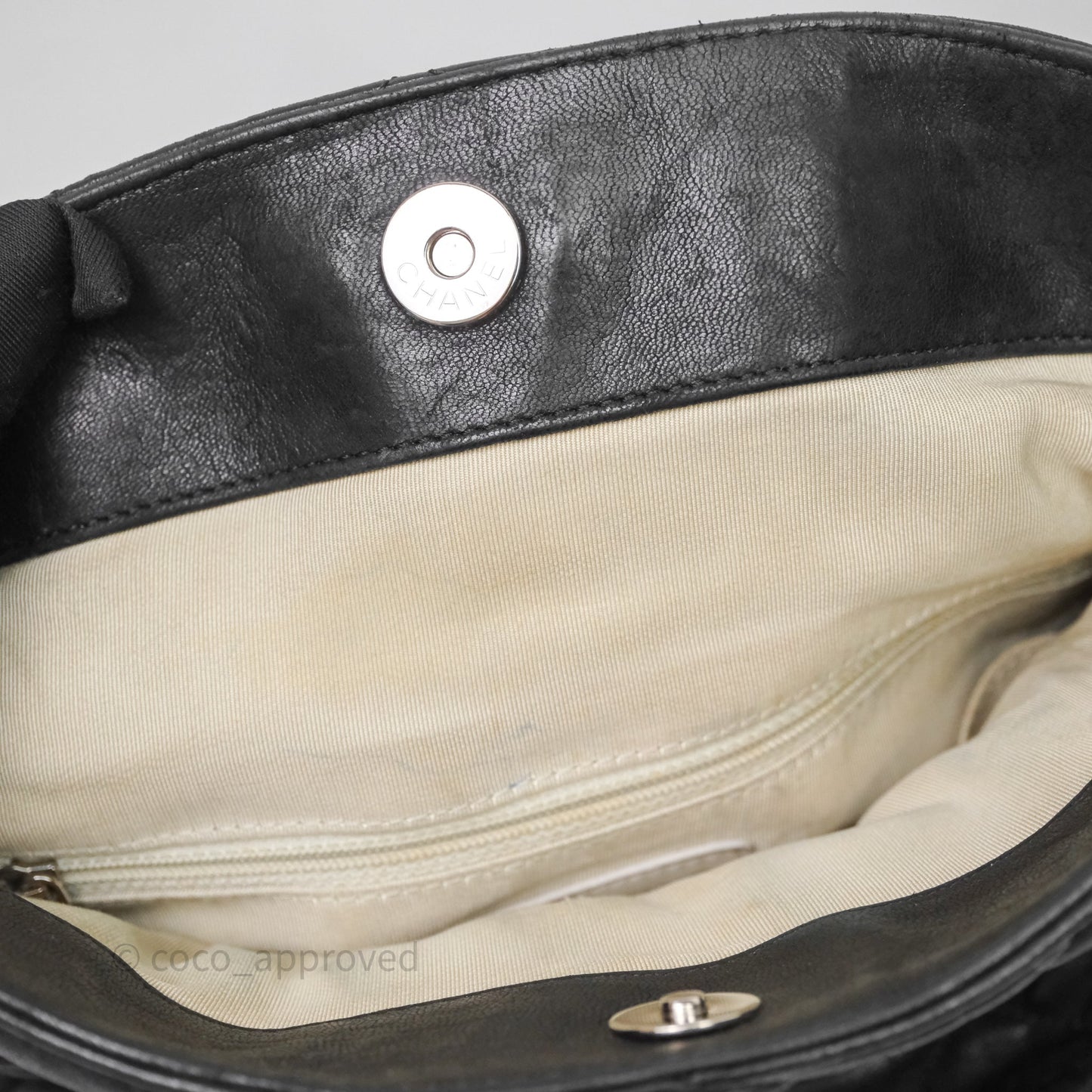 Chanel Chain Around Calfskin Hobo Black Silver Hardware