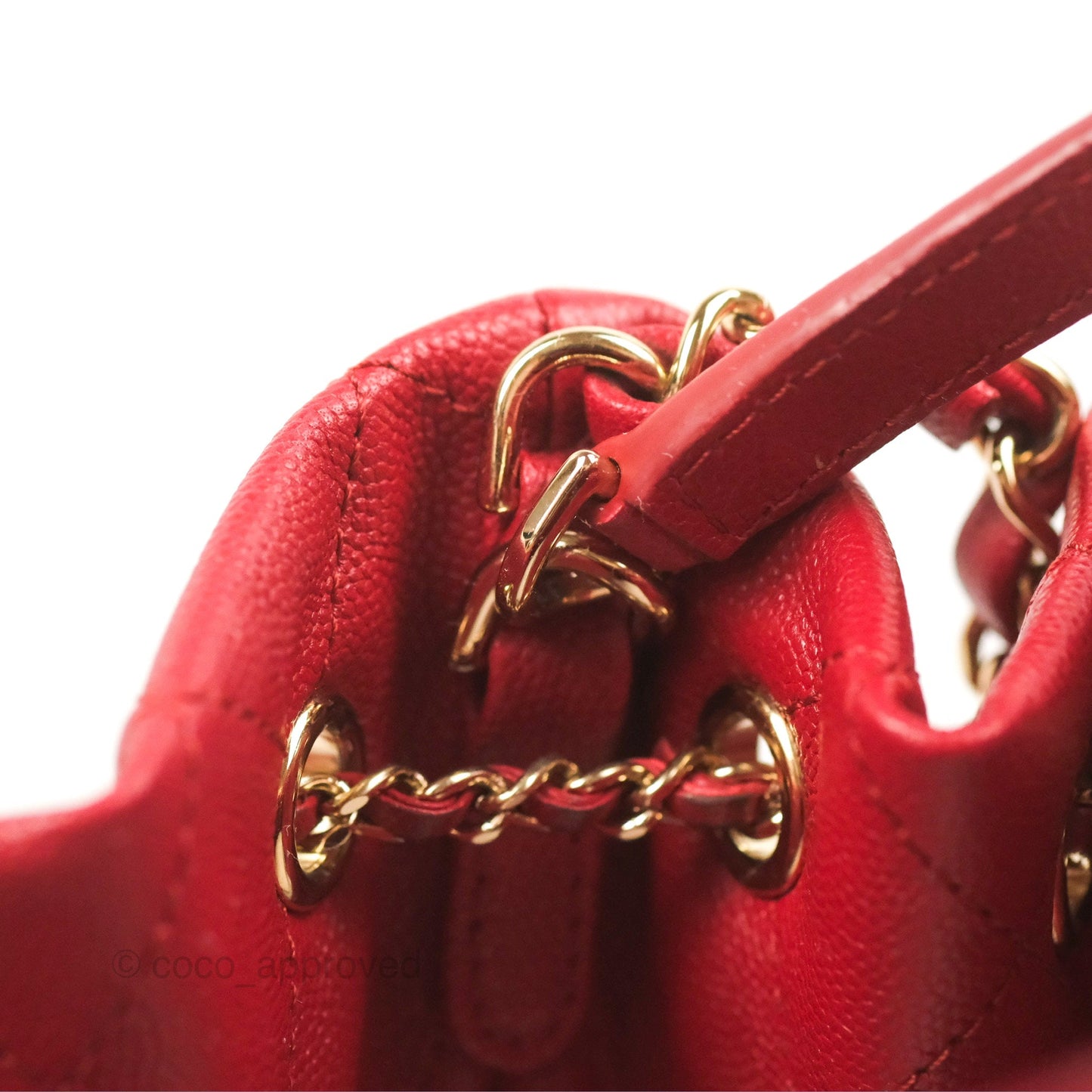 Chanel Medium Quilted Rolled Up Bucket Drawstring Bag Red Caviar Gold Hardware