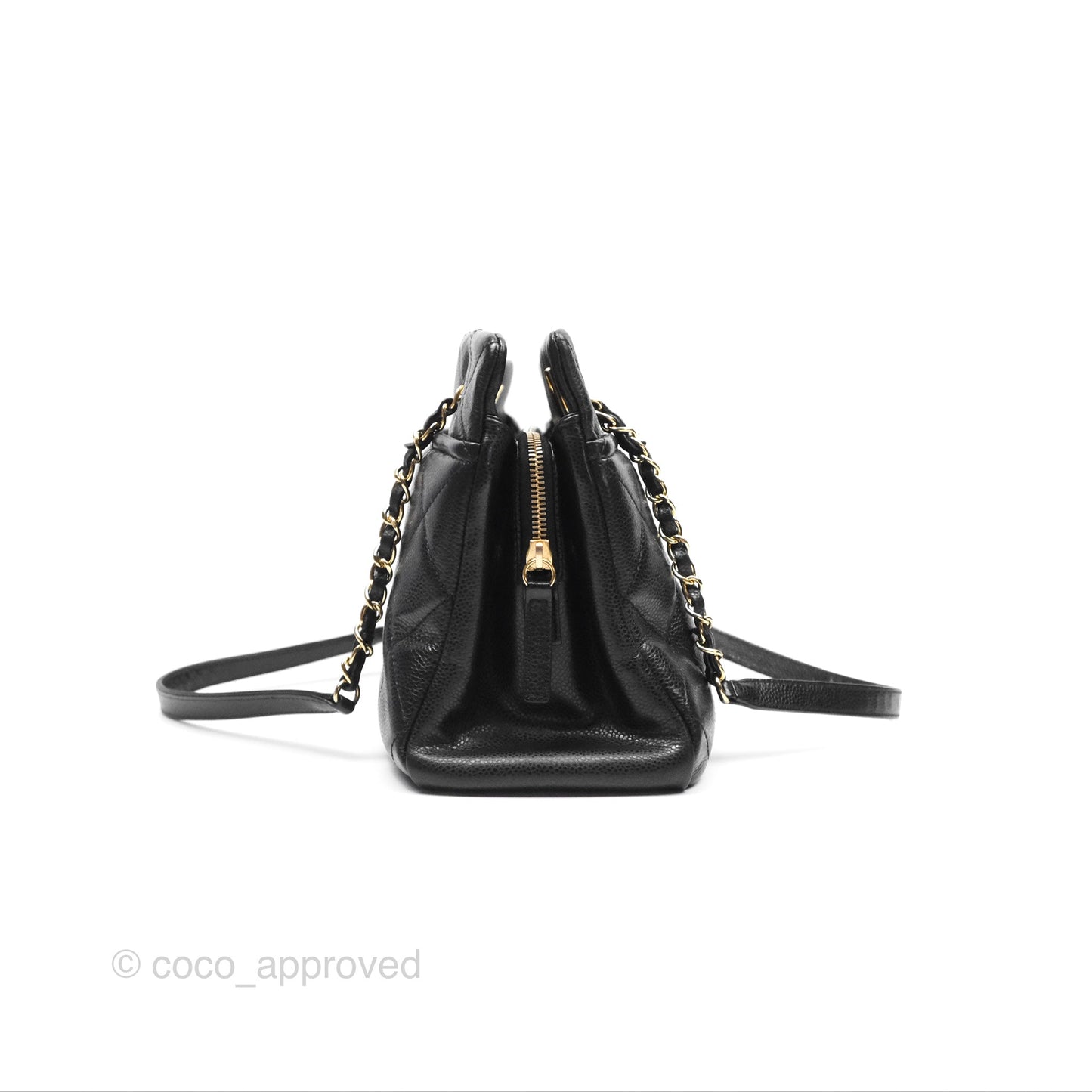Chanel Quilted Caviar Leather Timeless CC Soft Shopping Tote Bag Black