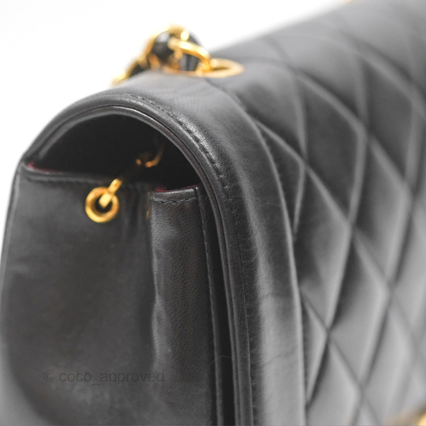 Chanel Vintage Medium Classic Diana Bag Quilted Black Lambskin 24K Gold Hardware