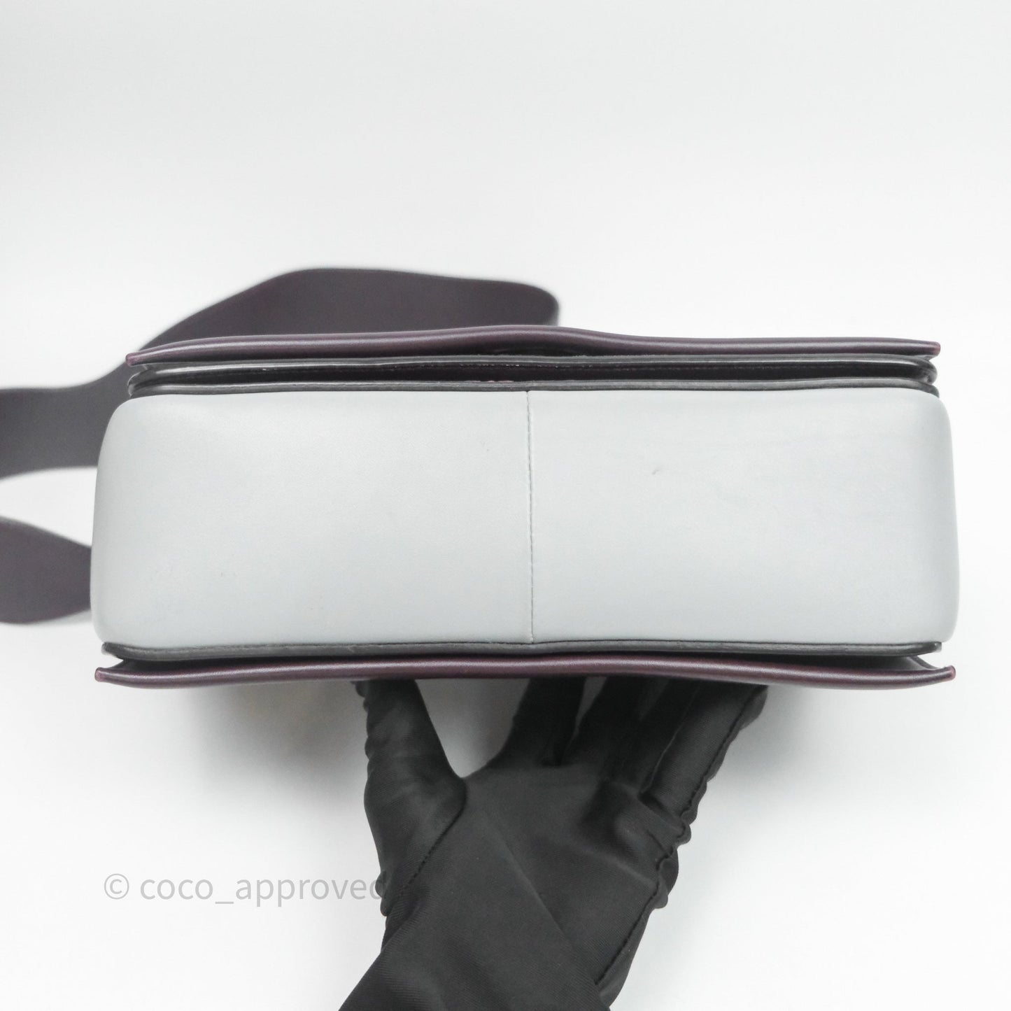 Celine Medium Frame Bag Burgundy / Pearl Blue Calfskin Silver Hardware