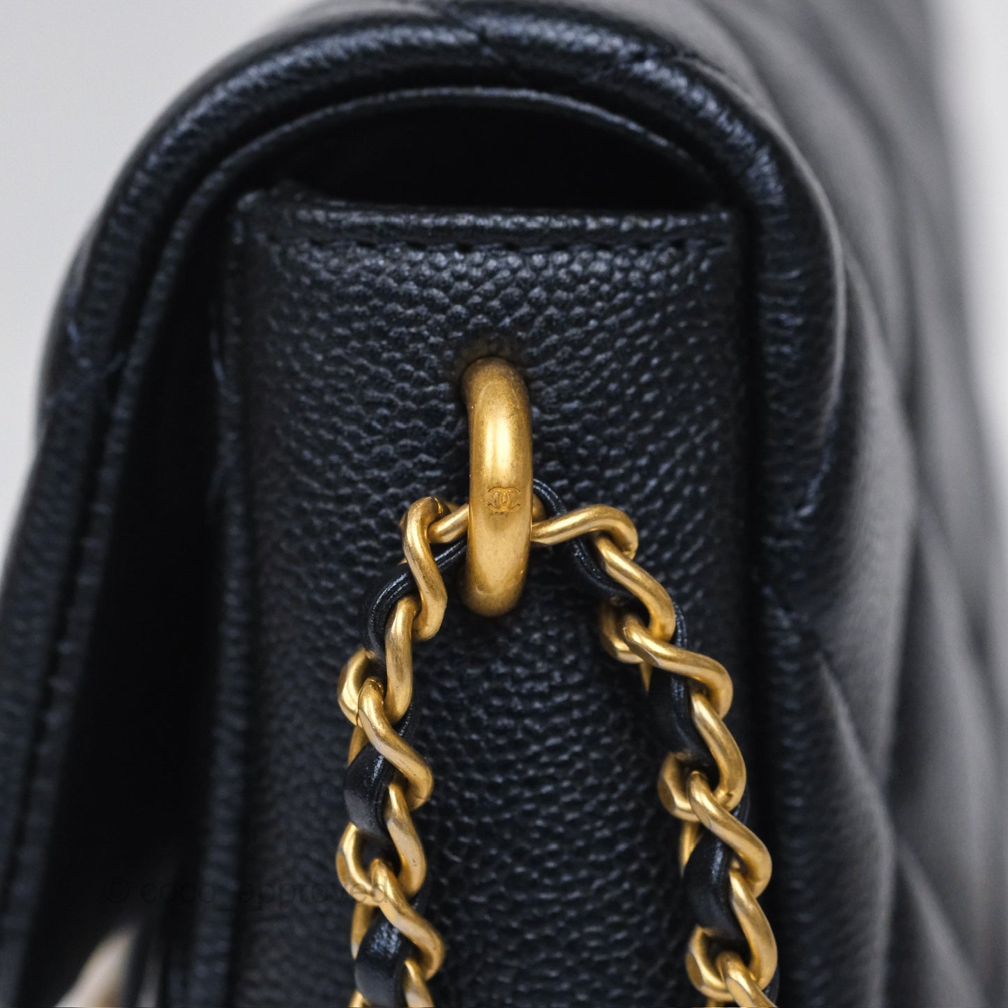 Chanel My Perfect Mini Flap Quilted Iridescent Navy Caviar Aged Gold Hardware