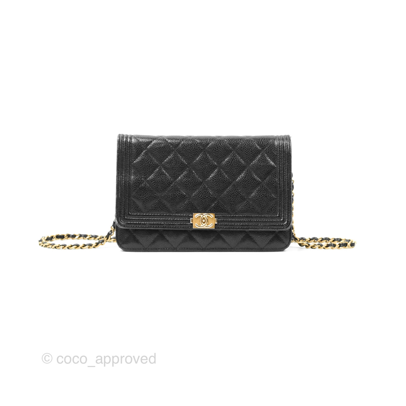 Chanel Boy Wallet on Chain WOC Black Caviar Gold Hardware