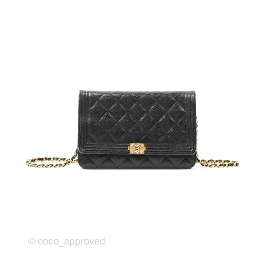 Chanel Boy Wallet on Chain WOC Black Caviar Gold Hardware