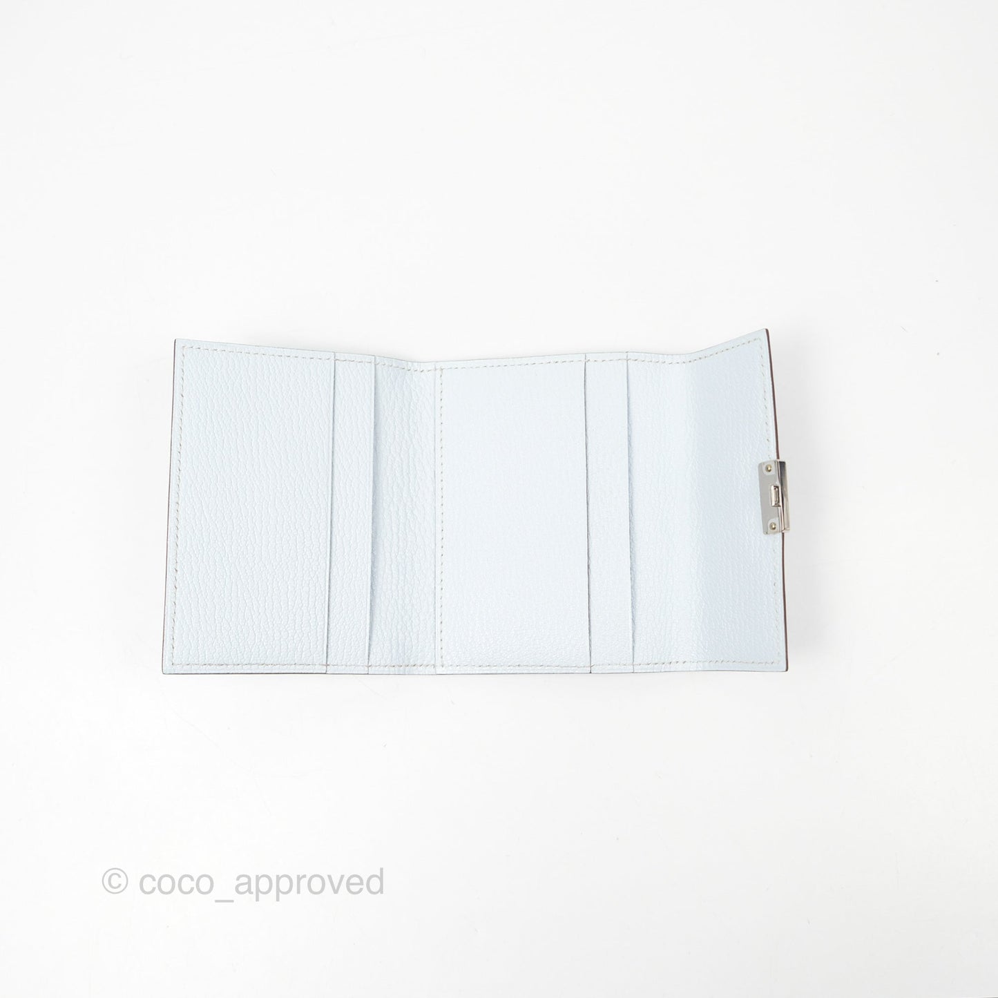Hermes Clic H Mini Card Holder Blue Chevre Mysore Palladium Hardware