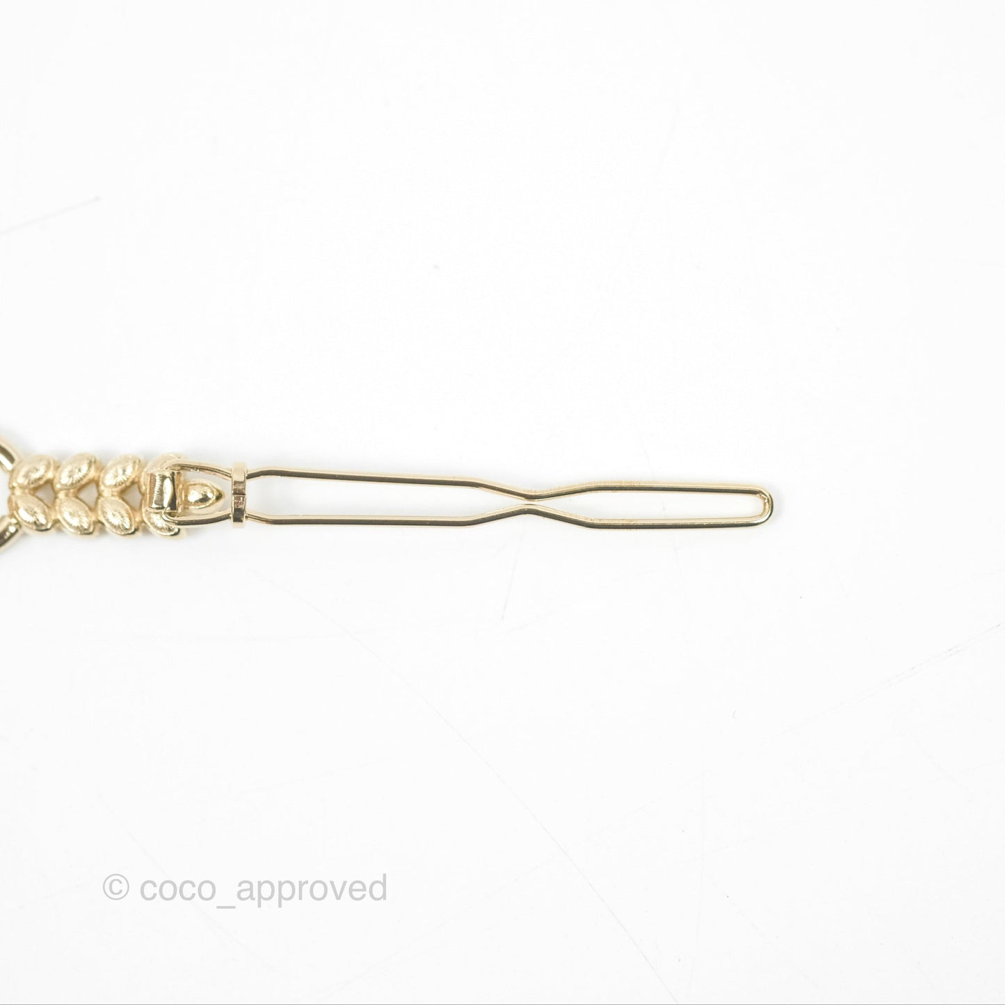 Chanel Leafy CC Crystal Hair Clip Barrette Gold Tone 23S