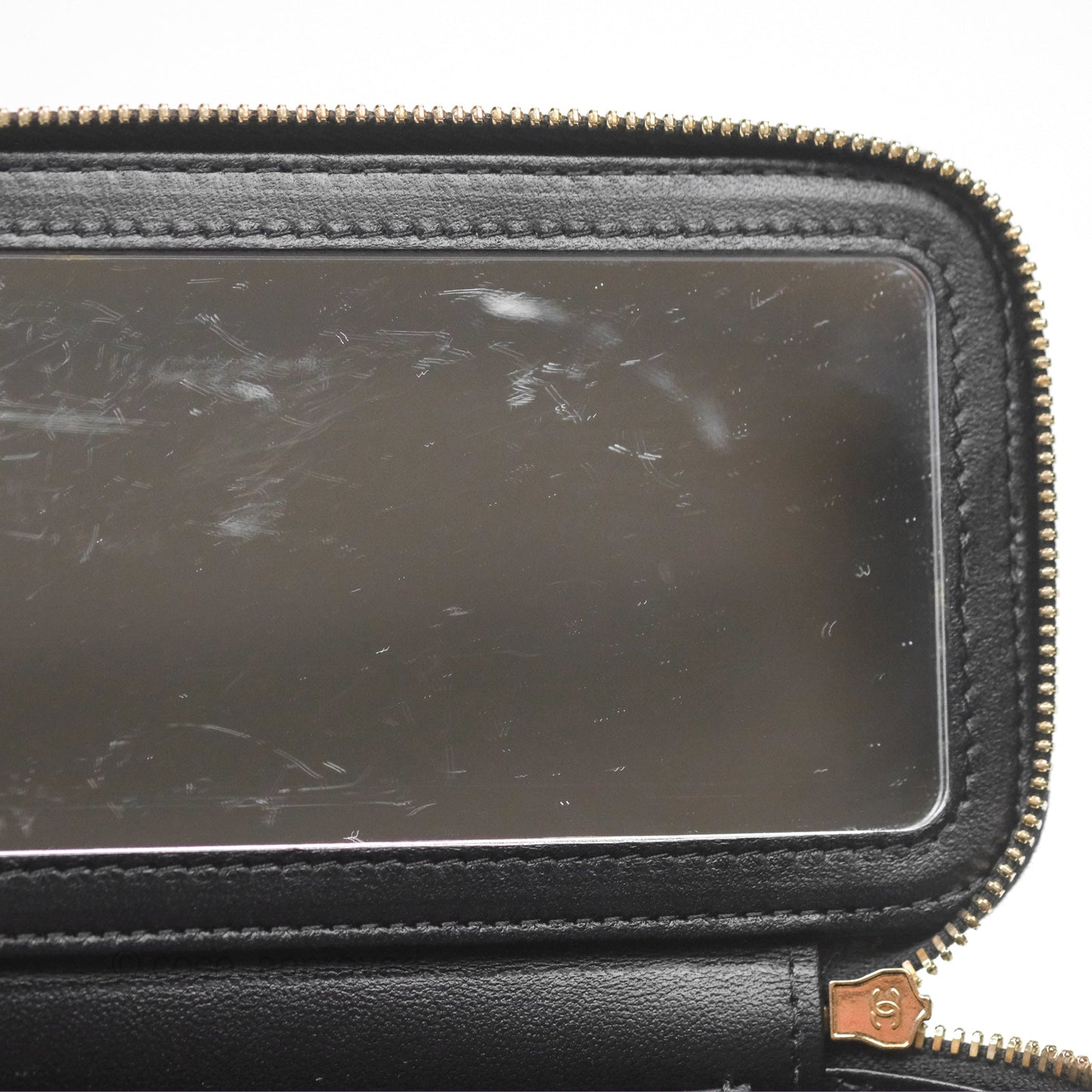 Chanel Vanity Rectangular Metal Top Handle Black Lambskin Aged Gold Hardware 22B