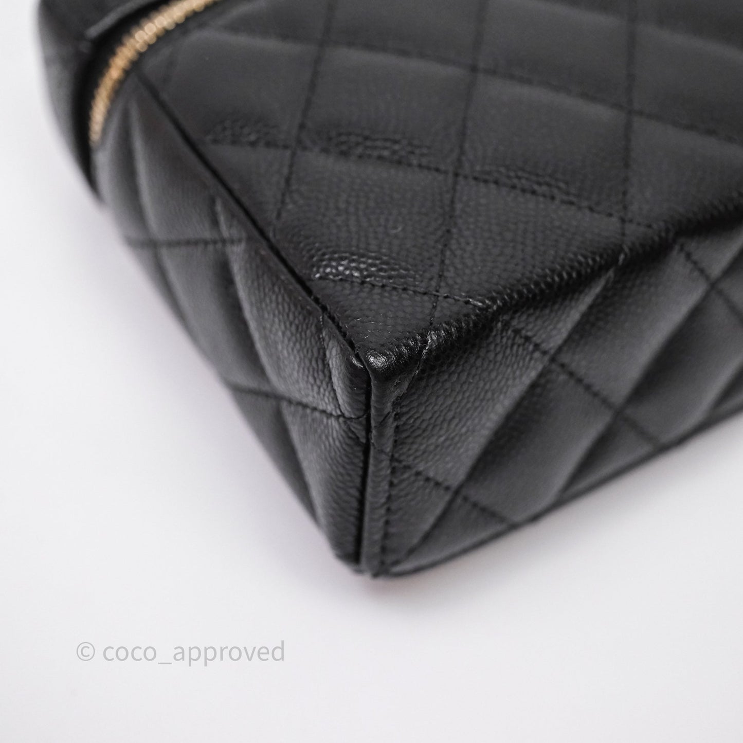 Chanel Top Handle Long Vanity with Chain Black Caviar Gold Hardware