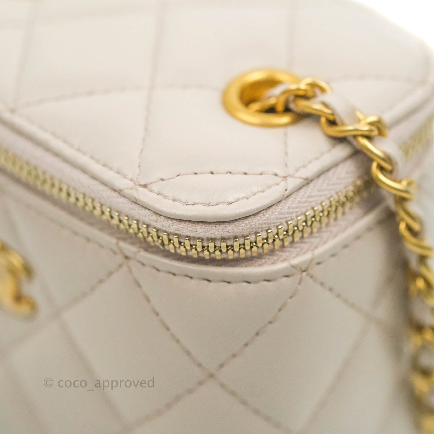 Chanel Classic Mini Pearl Crush Vanity With Chain Lilac Pink Lambskin Aged Gold Hardware