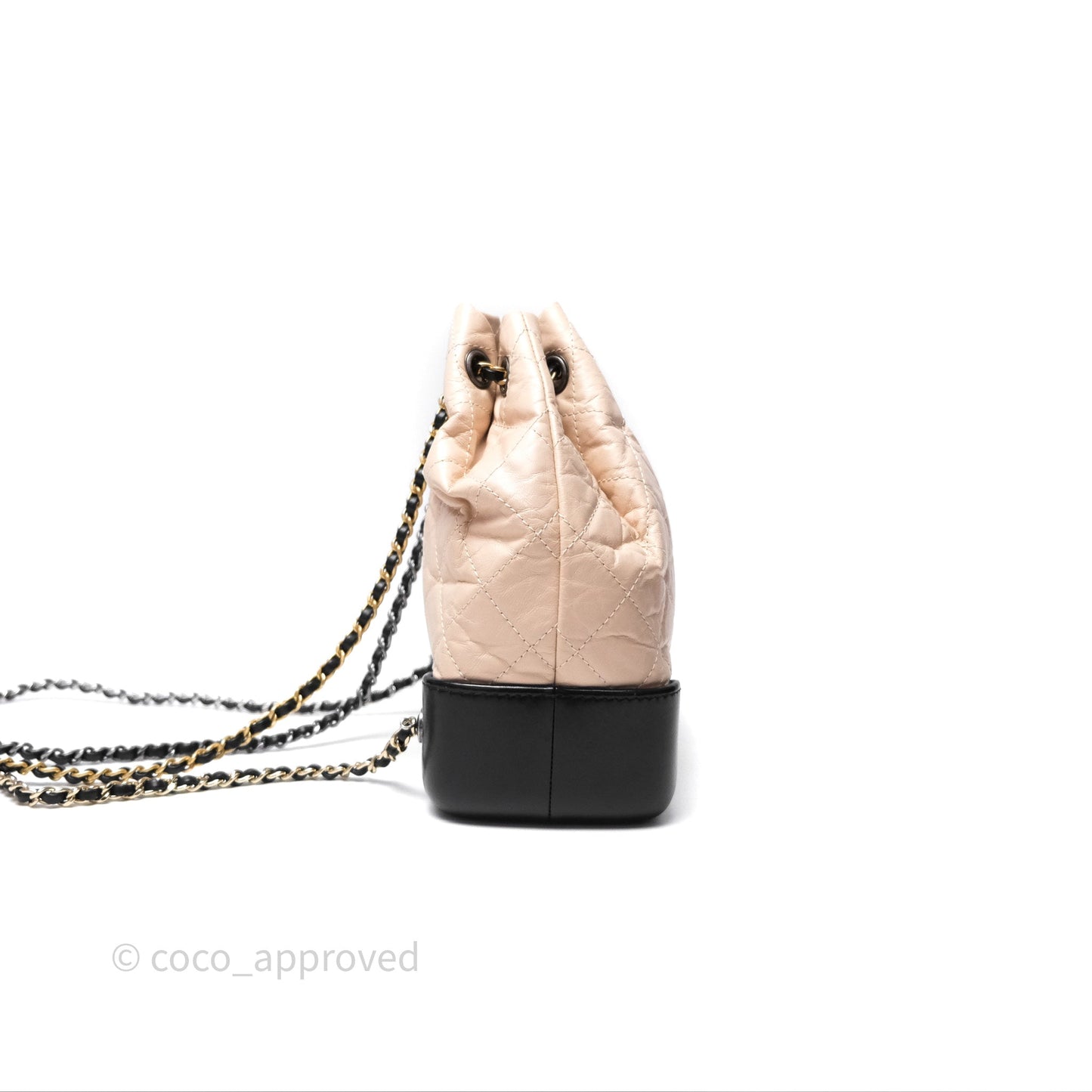 Chanel Small Gabrielle Backpack Beige Black Aged Calfskin
