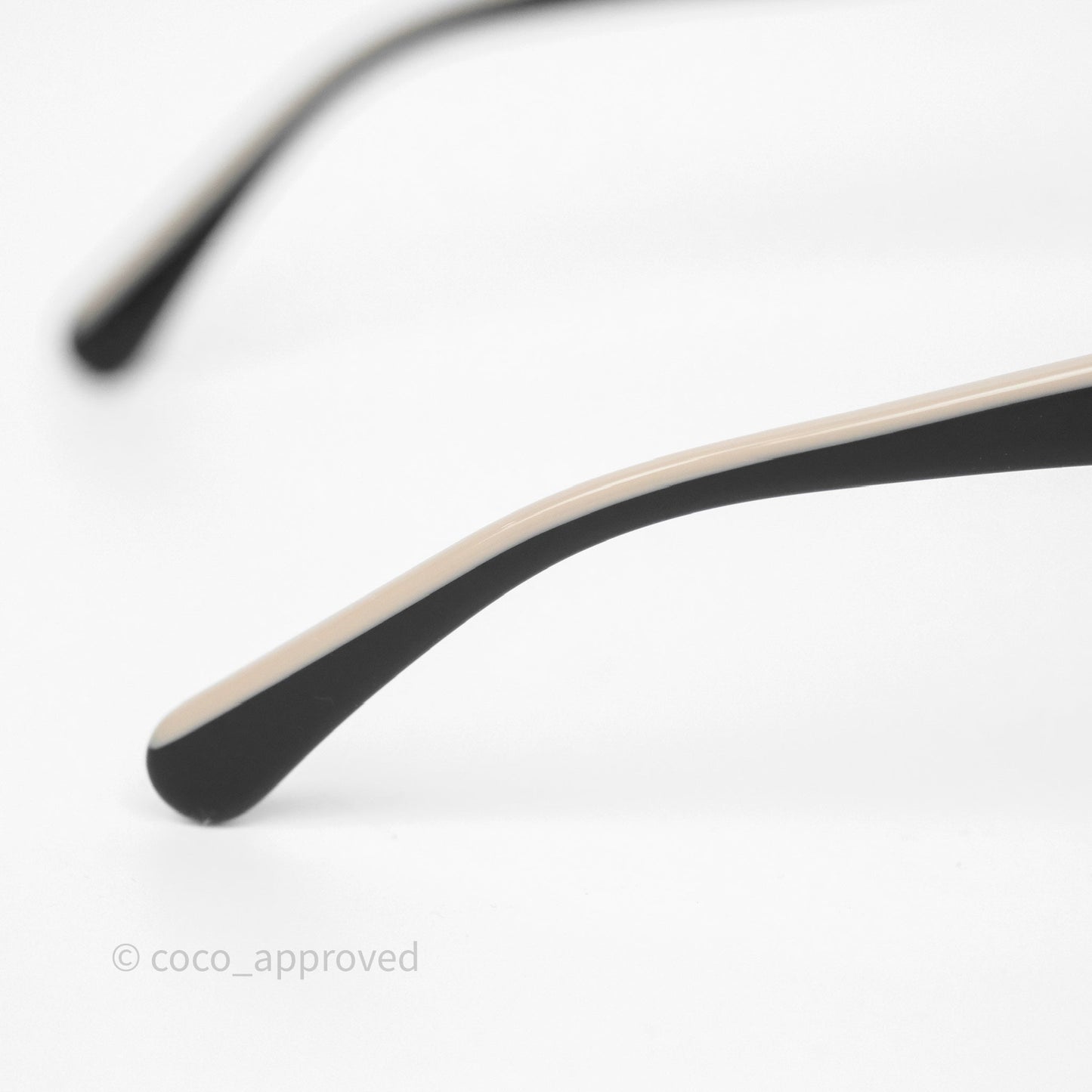 Chanel Logo Butterfly Sunglasses Black Beige Acetate