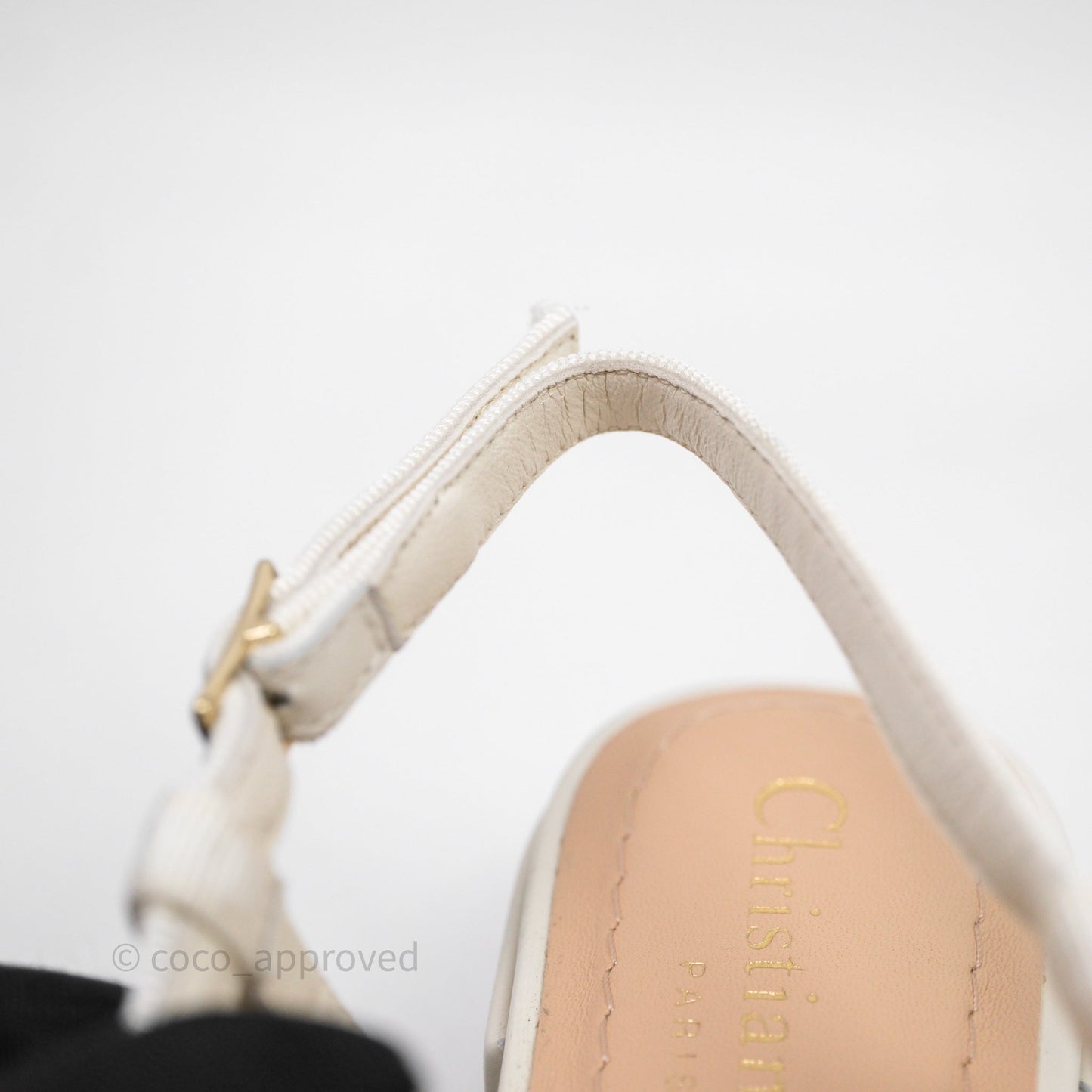 Dior Ballet Slingback Pump White Cannage Tweed Gold-Tone Metallic Thread