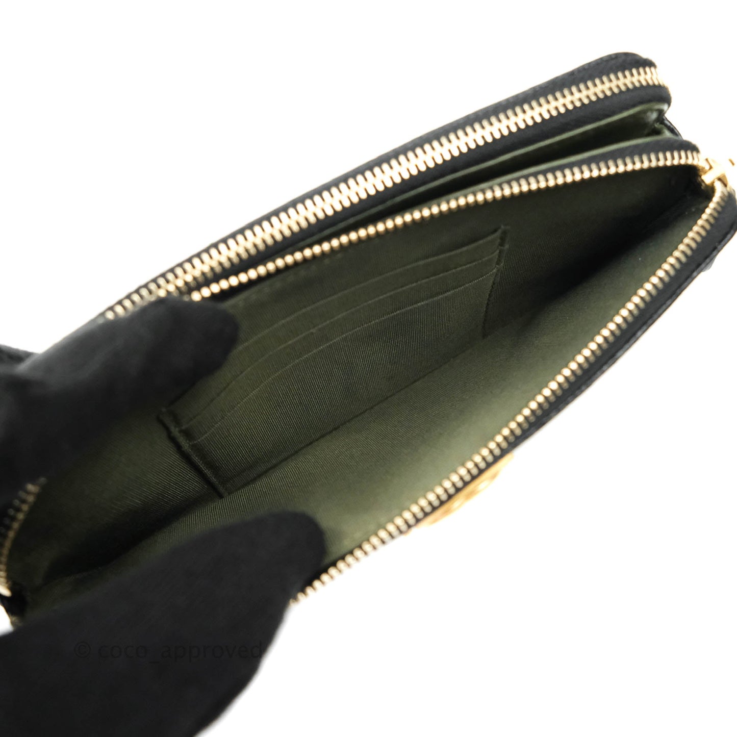 Chanel Le Boy Double Zip Wallet On Chain Caviar Black Aged Gold Hardware