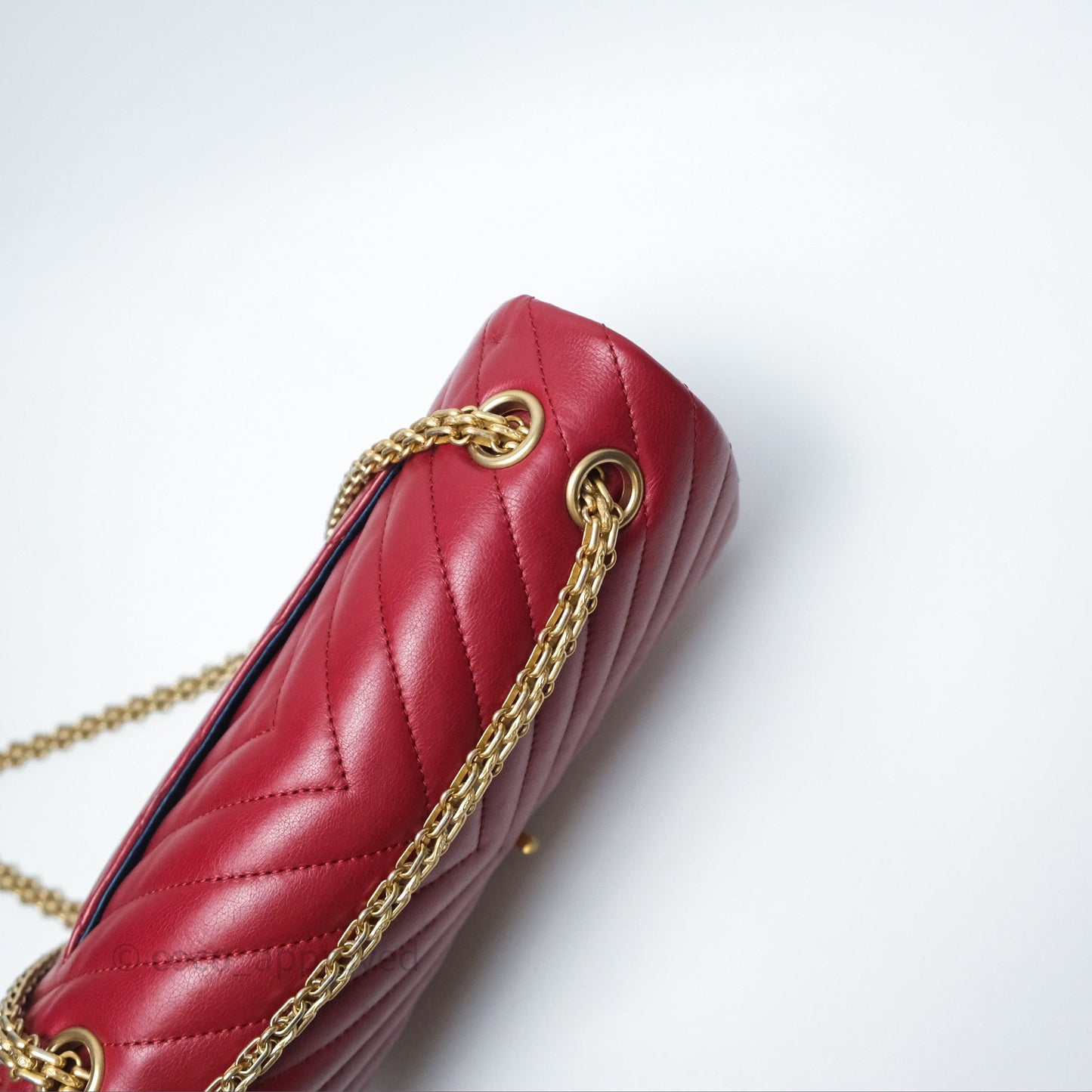 Chanel Reissue 225 Chevron Red Aged Calfskin Aged Gold Hardware