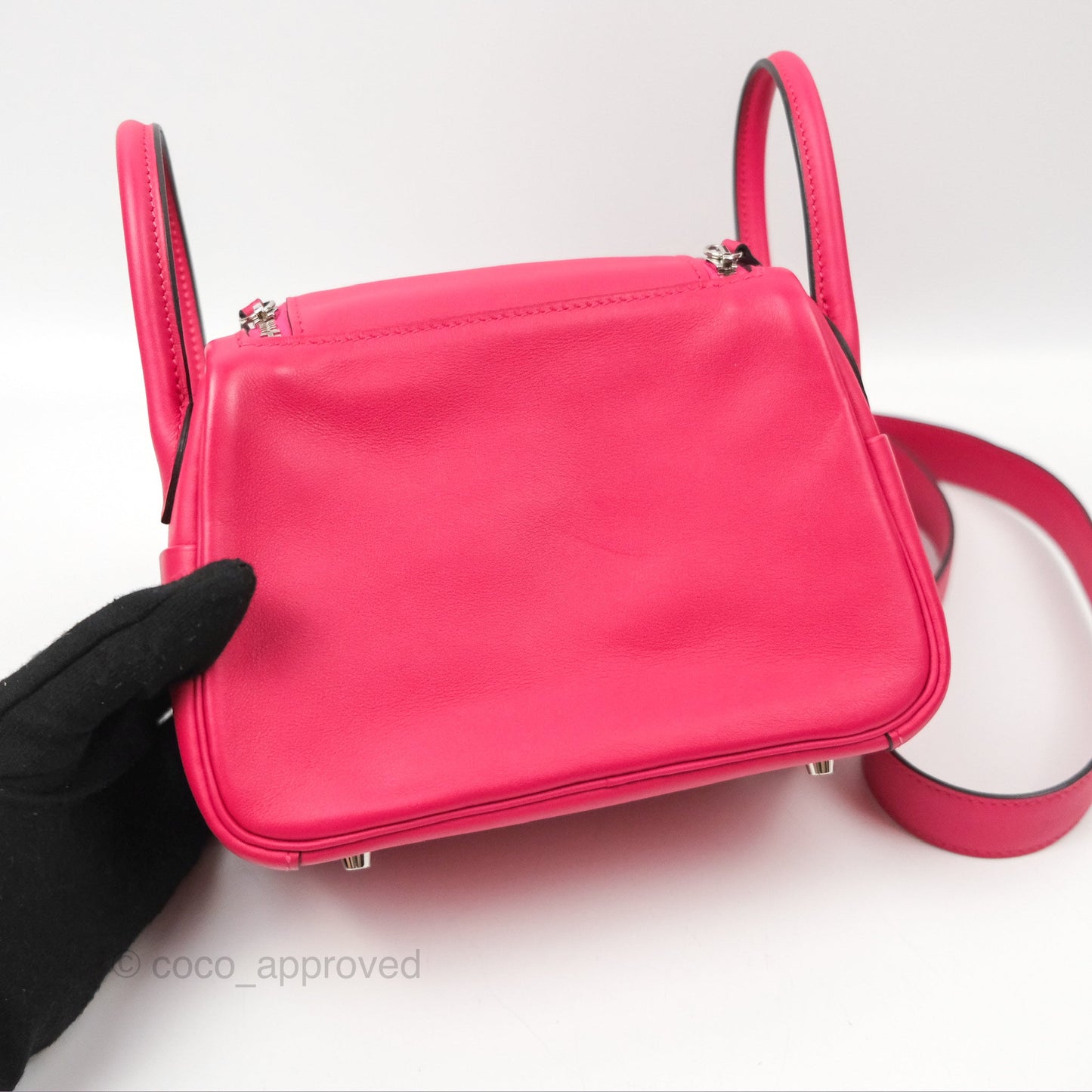 Hermès Mini Lindy 20 Framboise / Rouge Sellier Swift Palladium Hardware