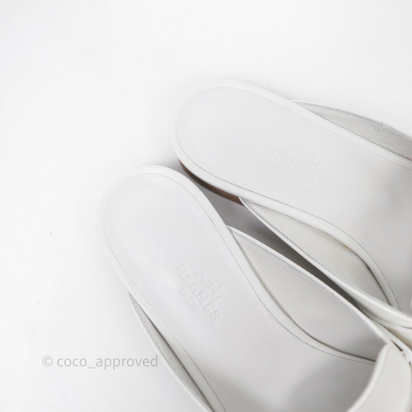 Hermès Oz Velvet Mules White Calfskin Gold Hardware Size 36.5