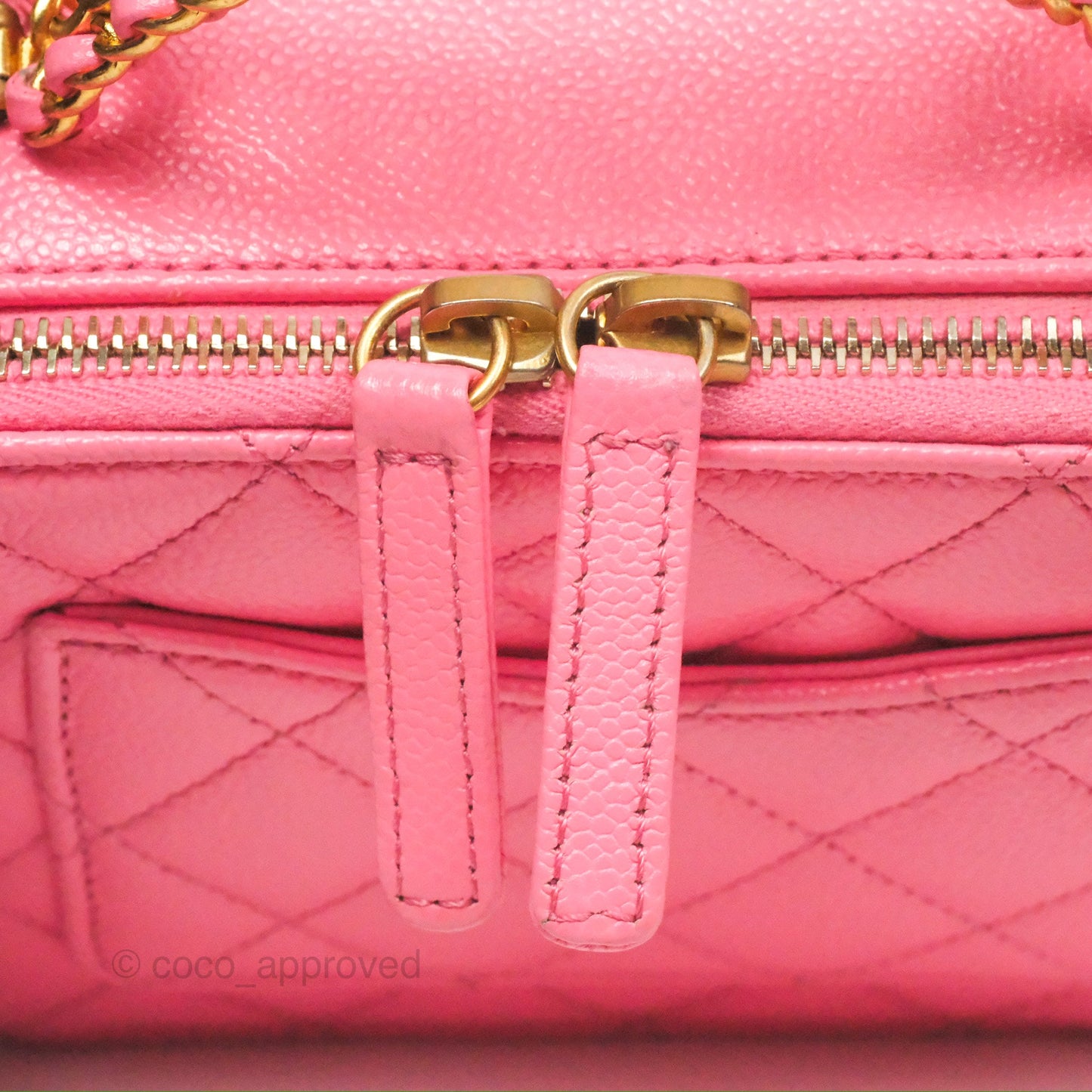 Chanel Caviar Quilted Pick Me Up Small Vanity Case Hot Pink