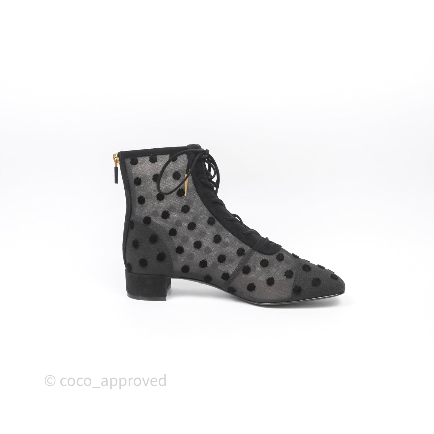 Christian Dior Mesh Polka-Dot Boots Black Size 39