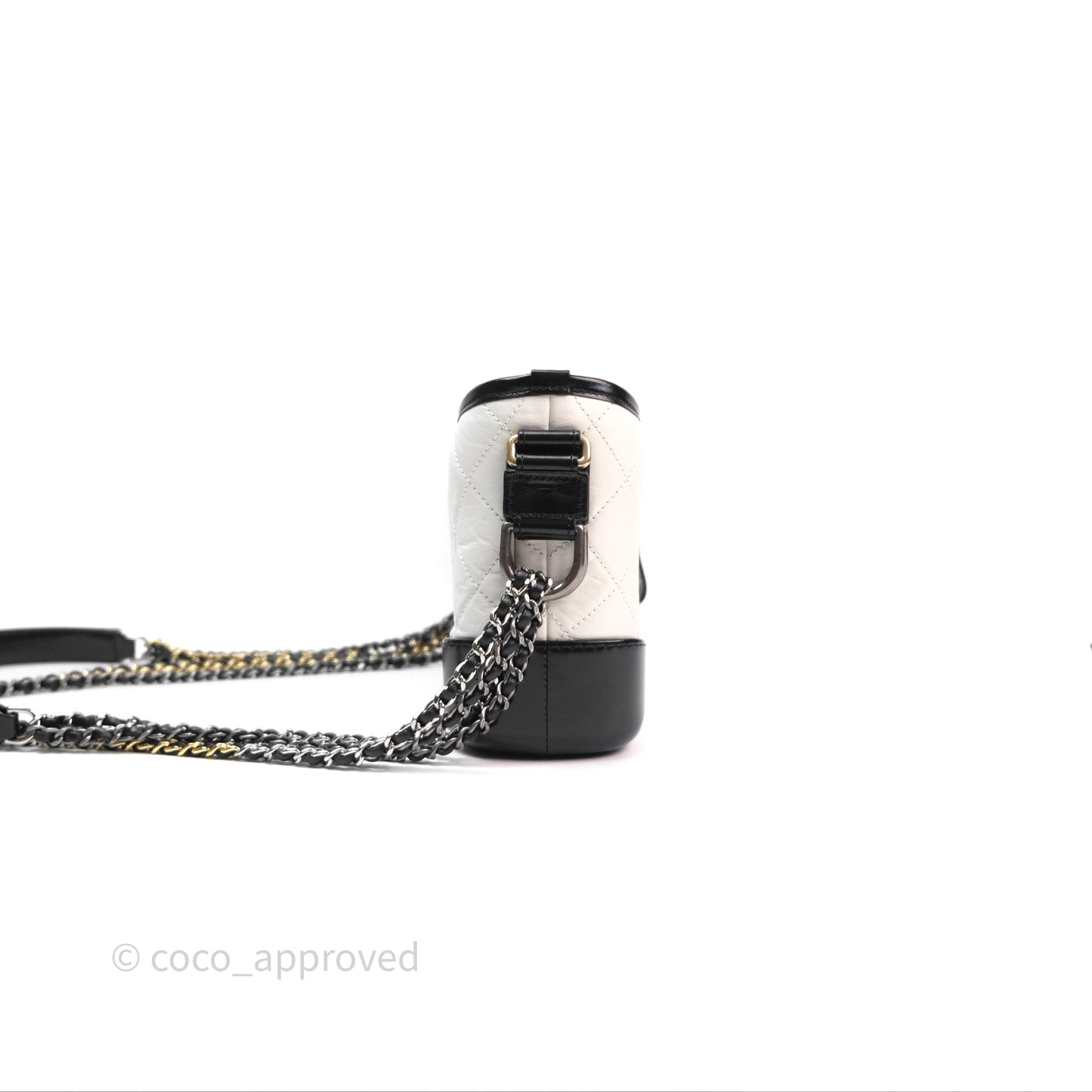 Chanel Small Gabrielle Hobo Quilted Black White Aged Calfskin